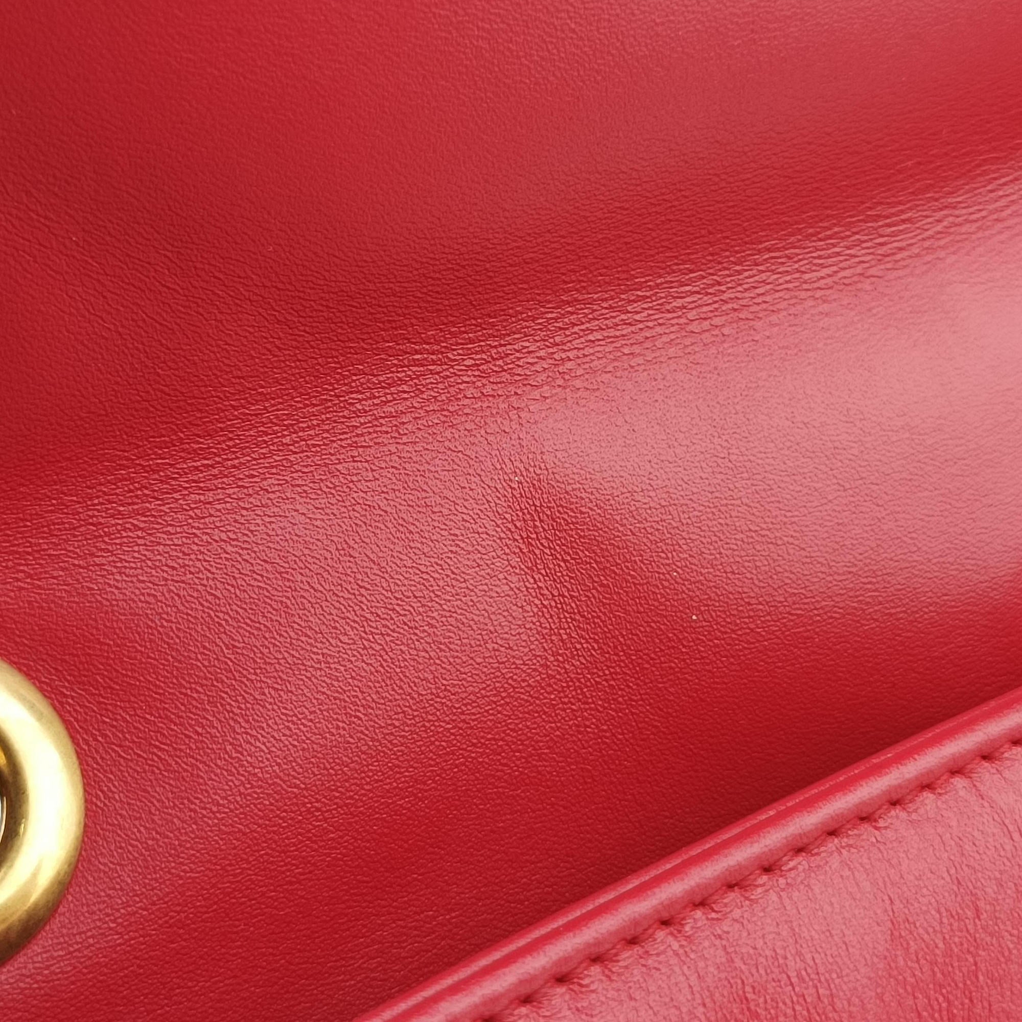 Pre-owned Gucci GG Marmont Red Leather 443497 shoulderbag | stylenewstar