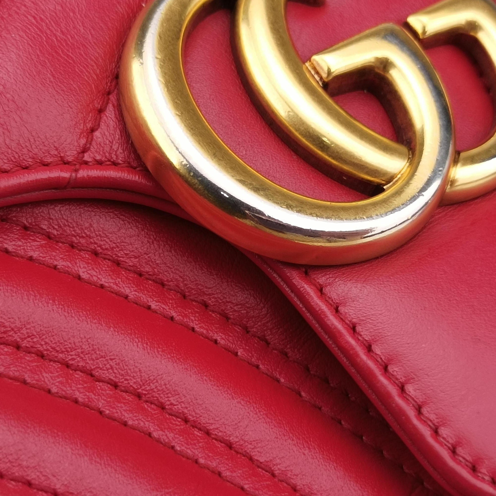 Pre-owned Gucci GG Marmont Red Leather 443497 shoulderbag | stylenewstar