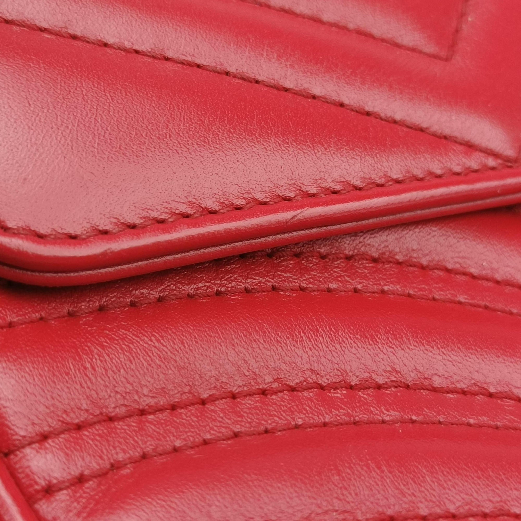 Pre-owned Gucci GG Marmont Red Leather 443497 shoulderbag | stylenewstar
