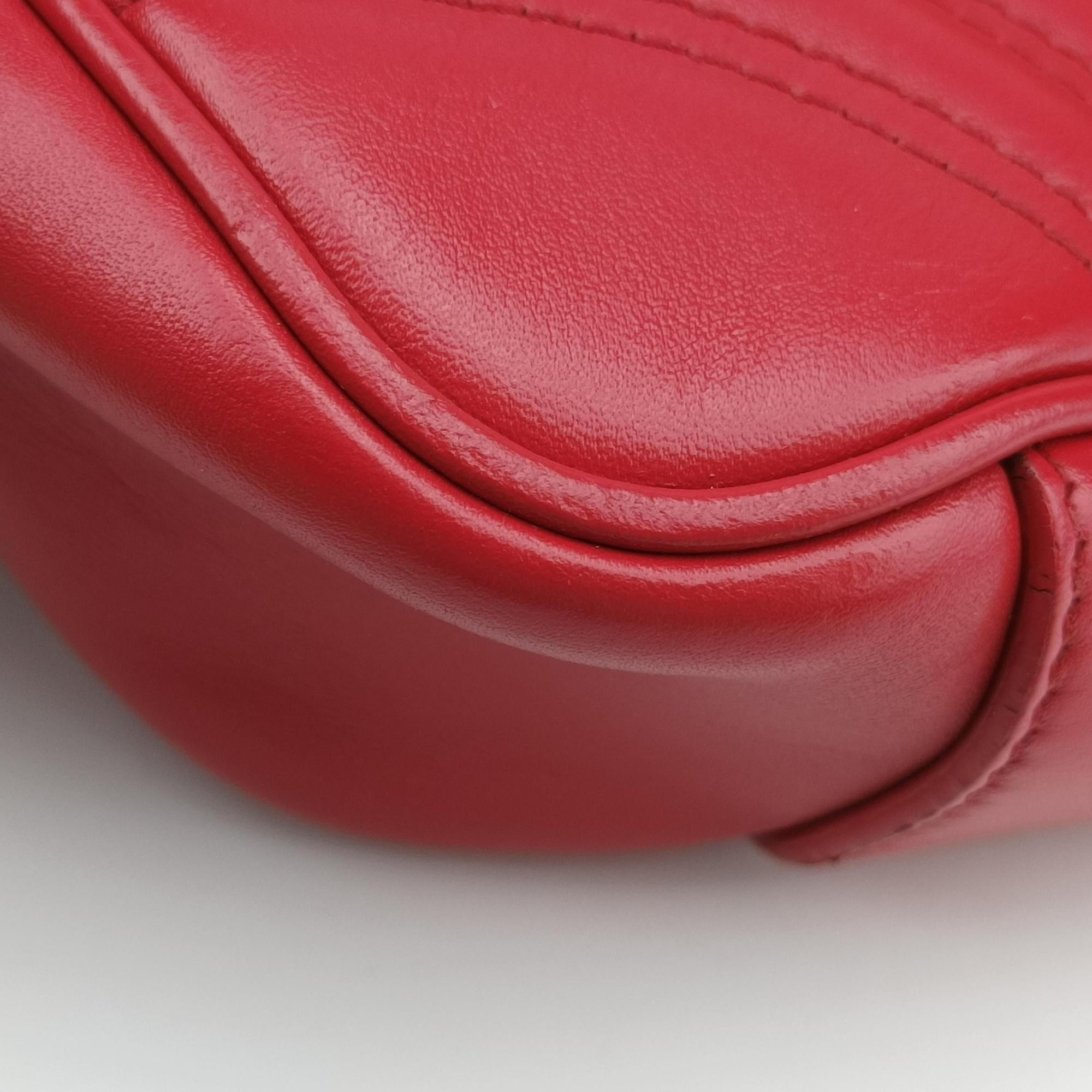Pre-owned Gucci GG Marmont Red Leather 443497 shoulderbag | stylenewstar