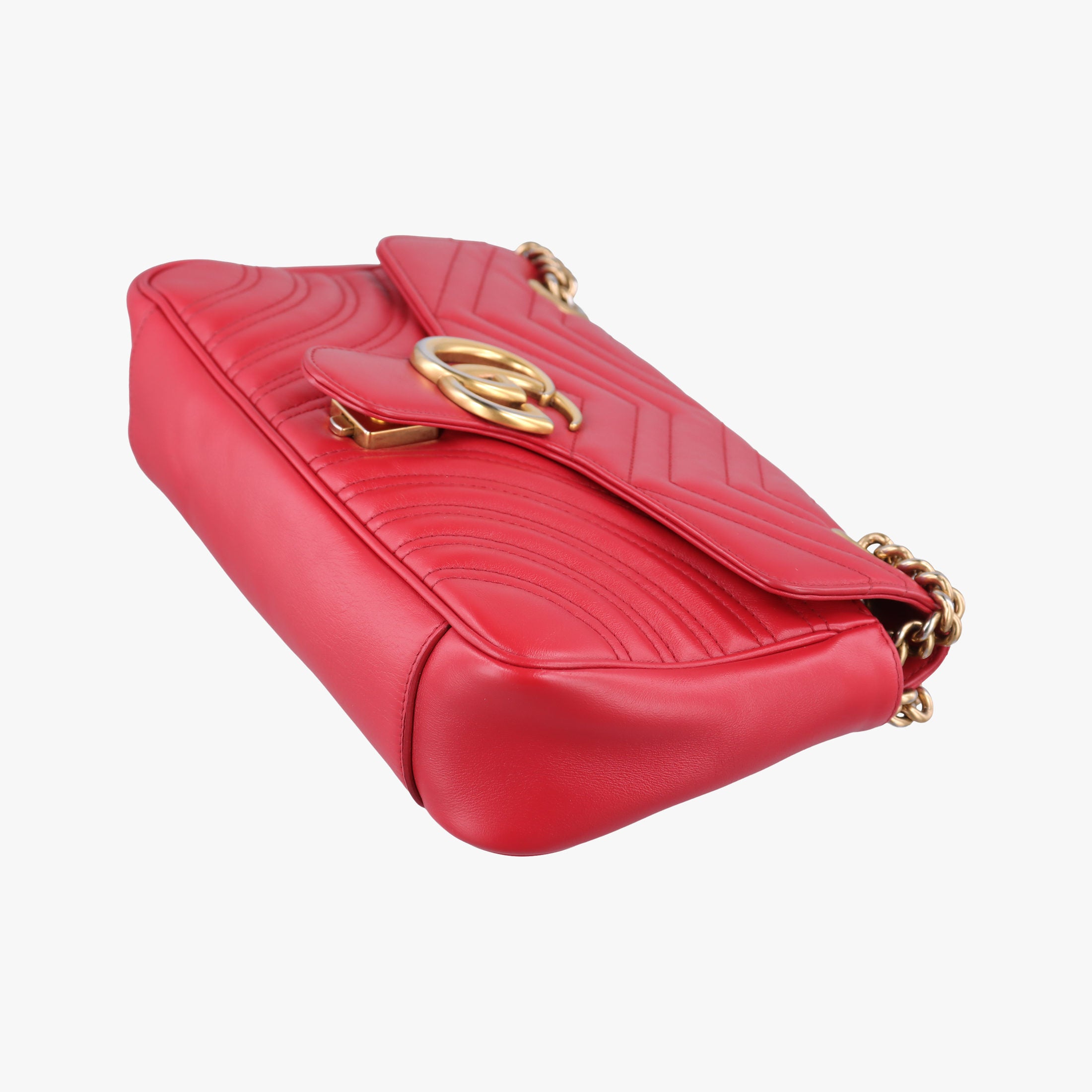 Pre-owned Gucci GG Marmont Red Leather 443497 shoulderbag | stylenewstar