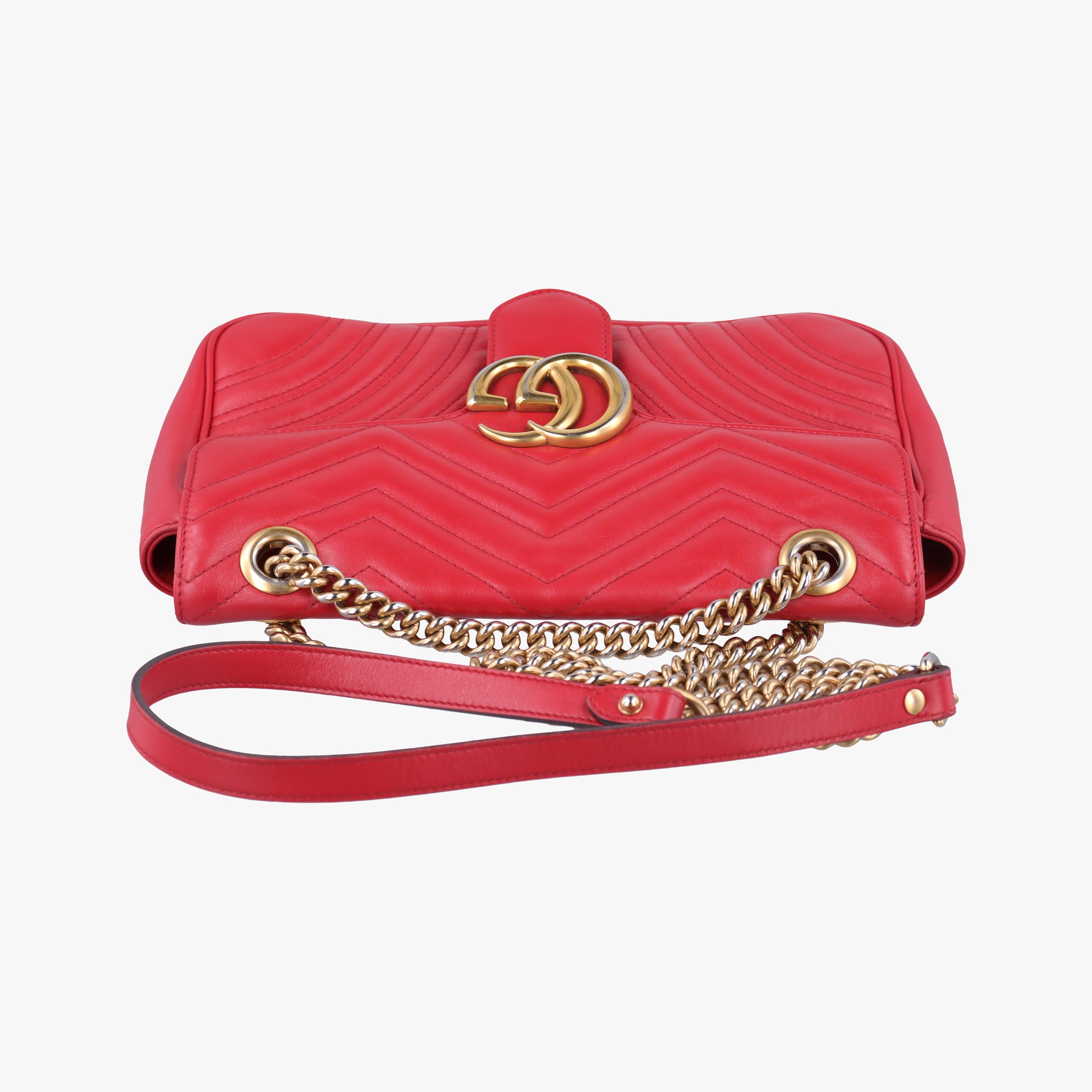 Pre-owned Gucci GG Marmont Red Leather 443497 shoulderbag | stylenewstar