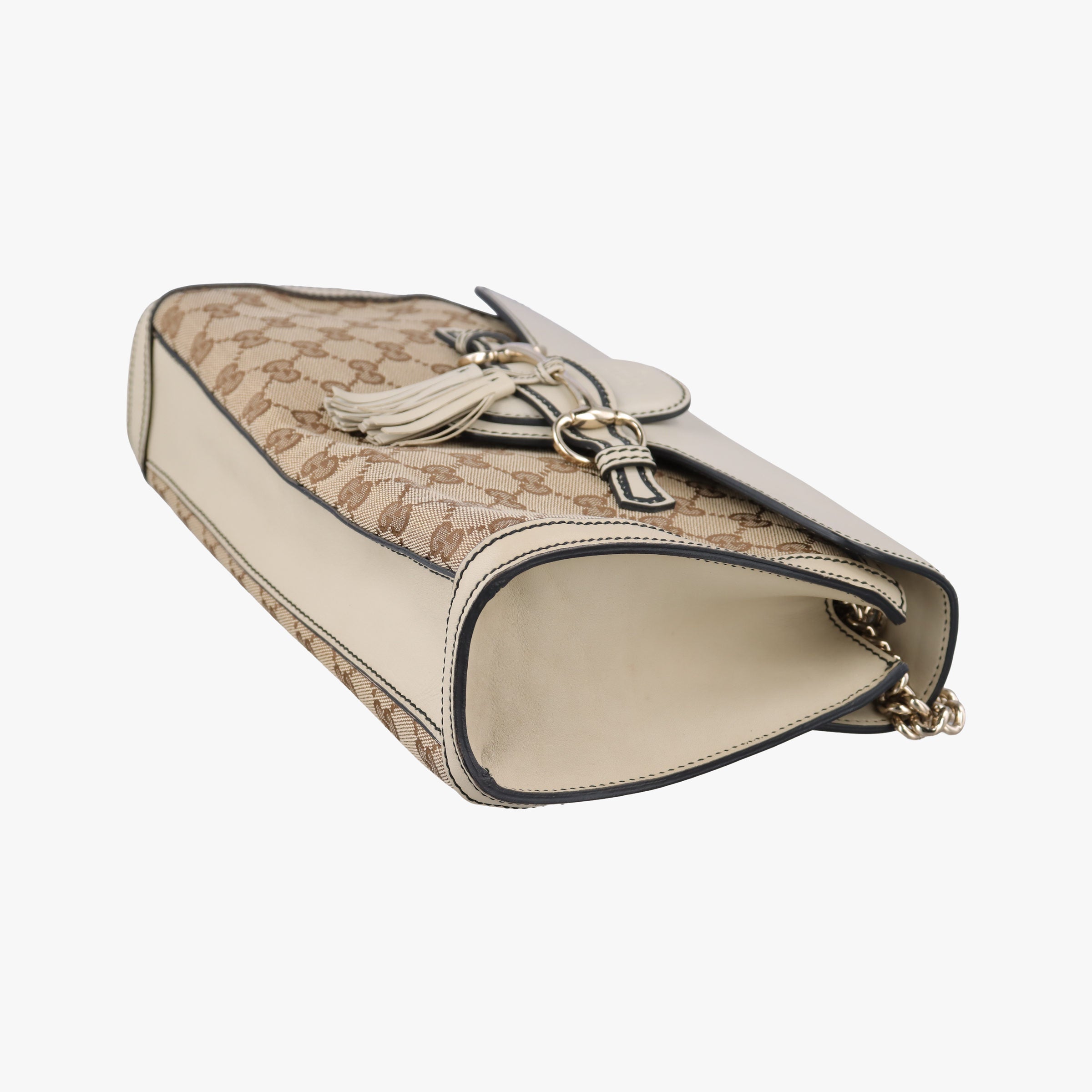 Pre-owned Gucci Emily white x beige canvas×leather 295402 shoulderbag | stylenewstar