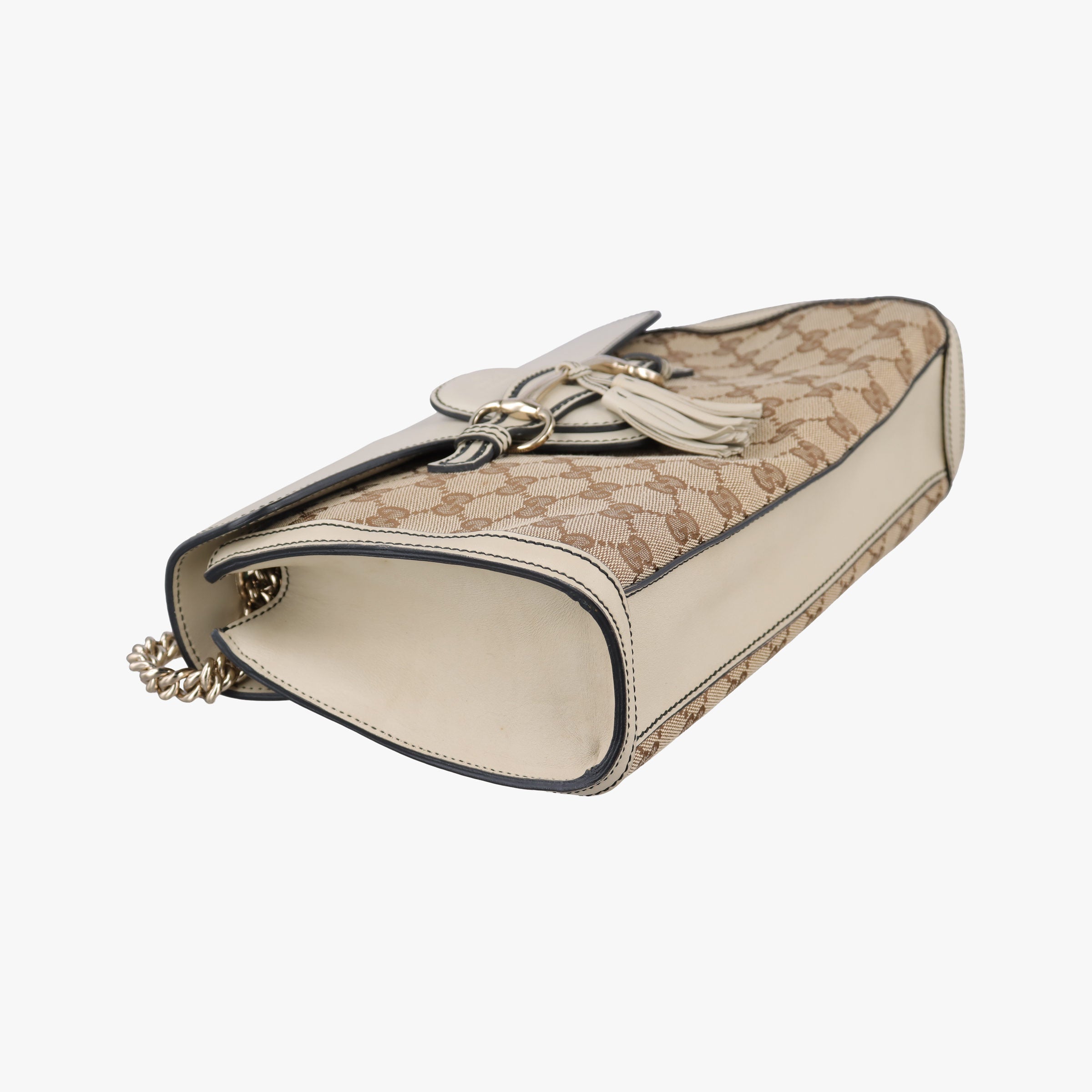 Pre-owned Gucci Emily white x beige canvas×leather 295402 shoulderbag | stylenewstar
