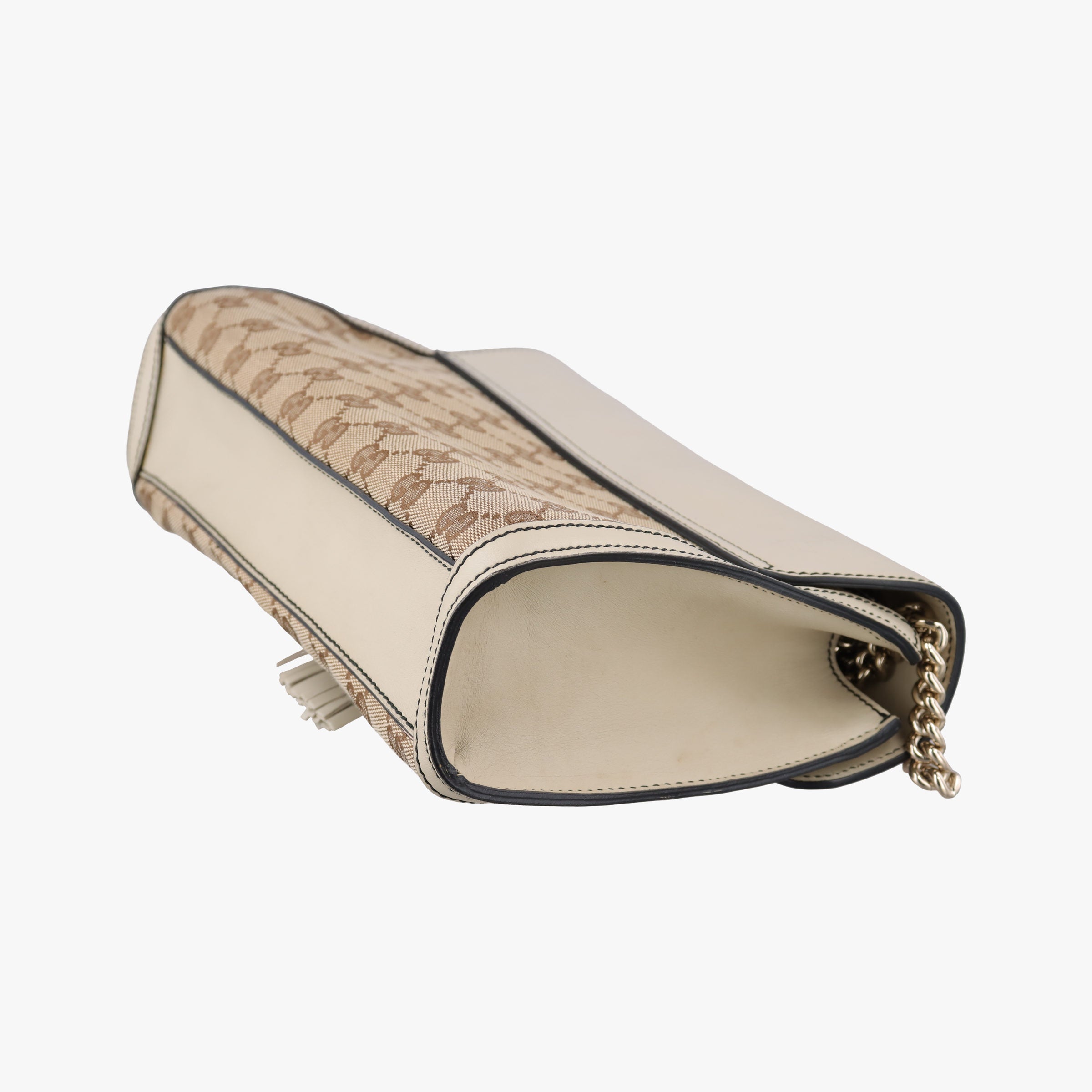 Pre-owned Gucci Emily white x beige canvas×leather 295402 shoulderbag | stylenewstar