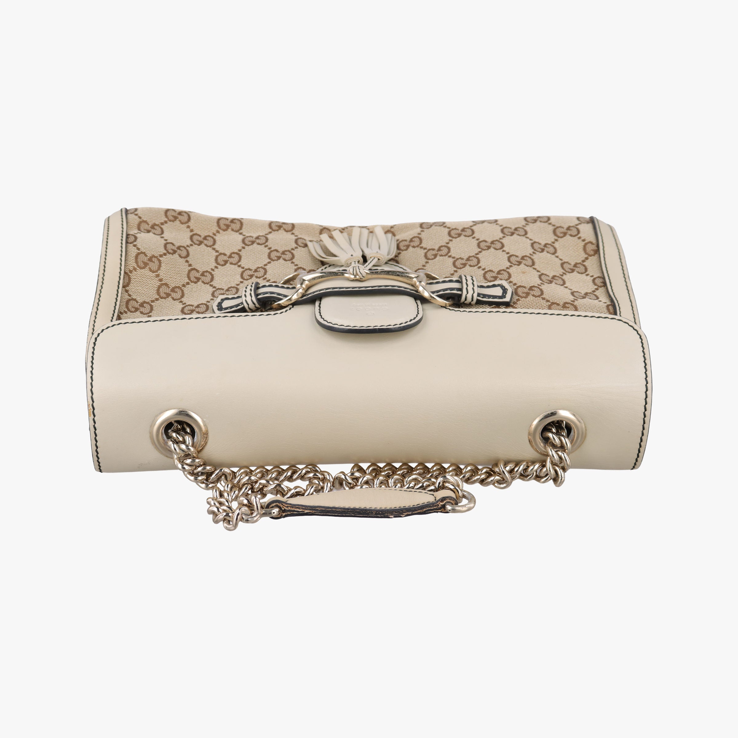 Pre-owned Gucci Emily white x beige canvas×leather 295402 shoulderbag | stylenewstar