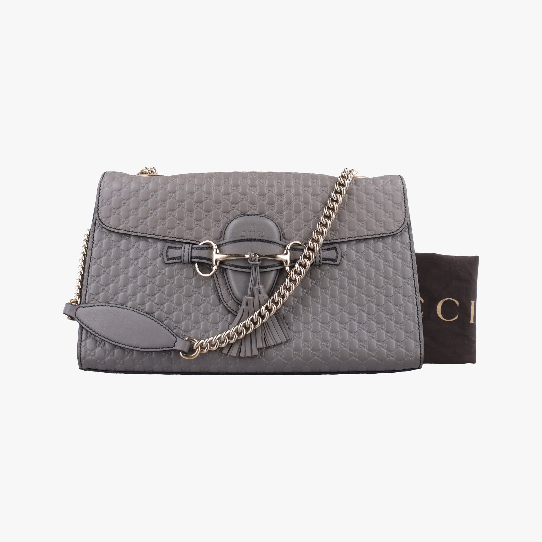 Pre-owned Gucci Emily Grey Leather 449635 shoulderbag | stylenewstar