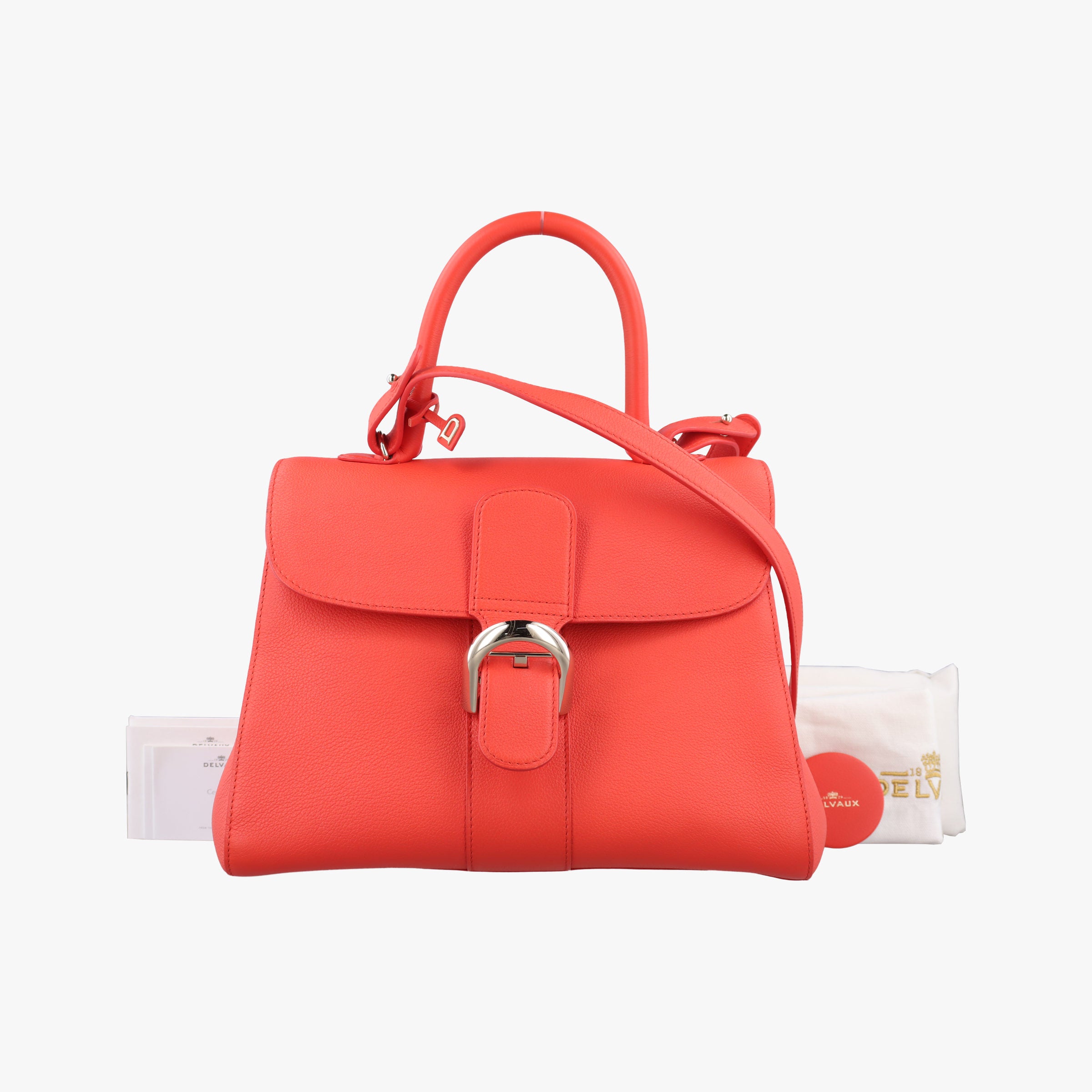 Pre-owned Delvaux Brillon MM Orange leather  shoulderbag | stylenewstar