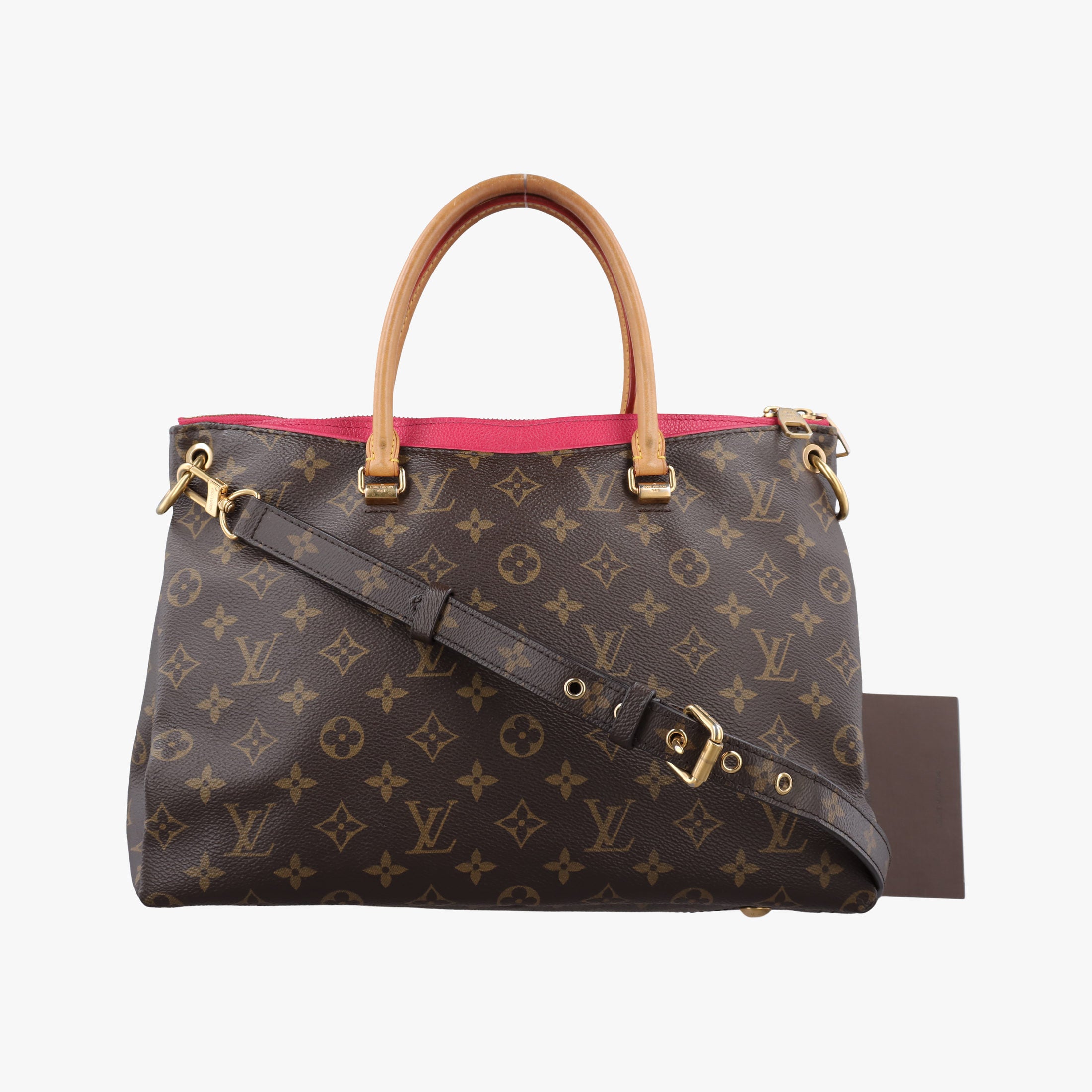 Pre-owned Louis Vuitton PALLAS brown×CERISE Monogram Canvas×calf leather M41175 shoulderbag | stylenewstar