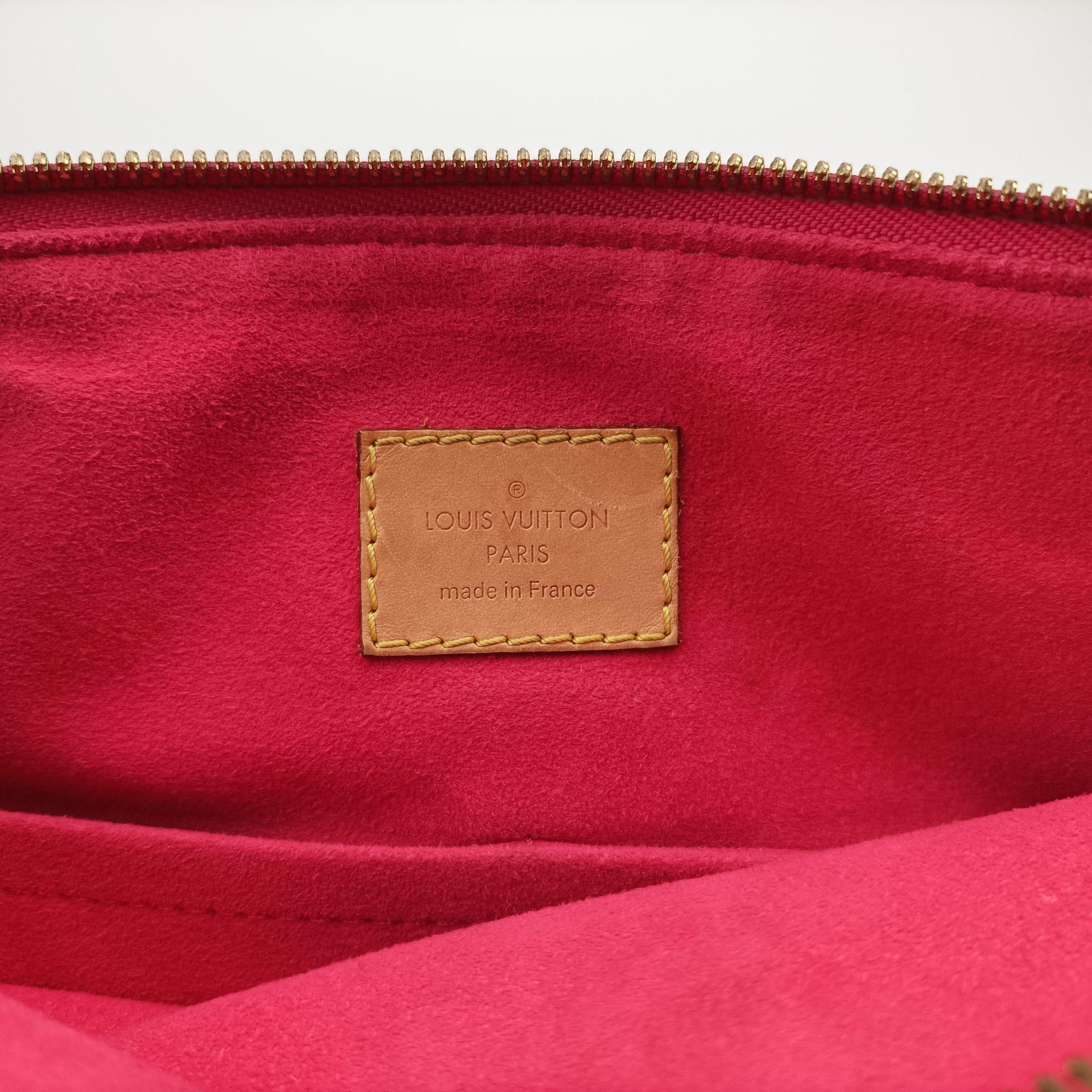 Pre-owned Louis Vuitton PALLAS brown×CERISE Monogram Canvas×calf leather M41175 shoulderbag | stylenewstar