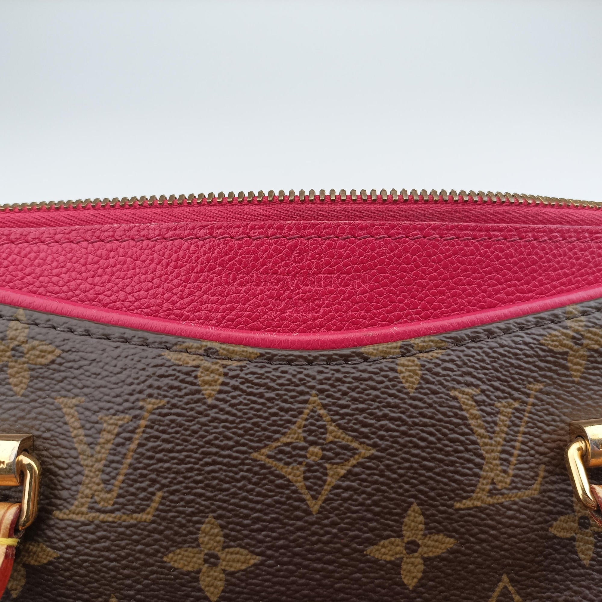 Pre-owned Louis Vuitton PALLAS brown×CERISE Monogram Canvas×calf leather M41175 shoulderbag | stylenewstar