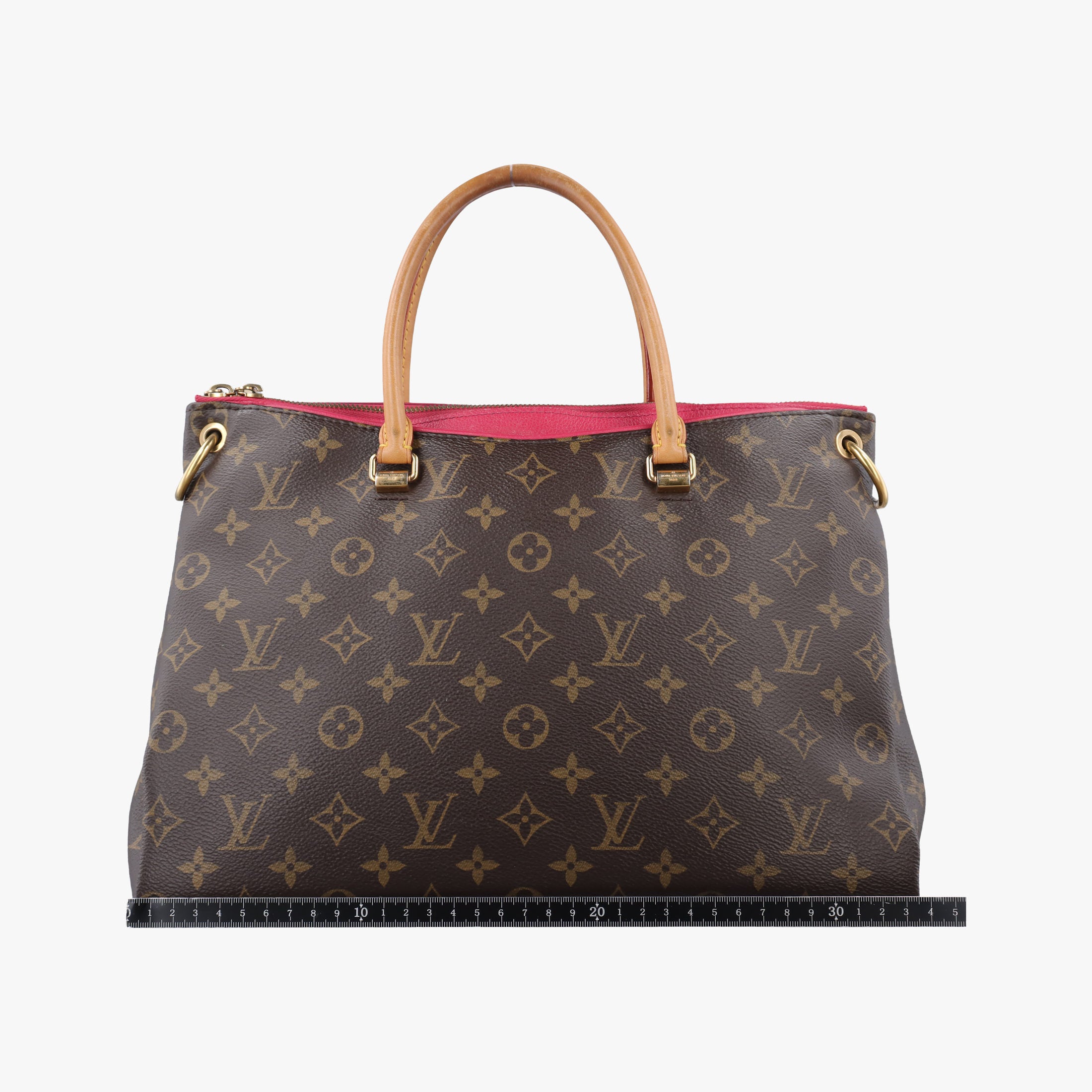 Pre-owned Louis Vuitton PALLAS brown×CERISE Monogram Canvas×calf leather M41175 shoulderbag | stylenewstar