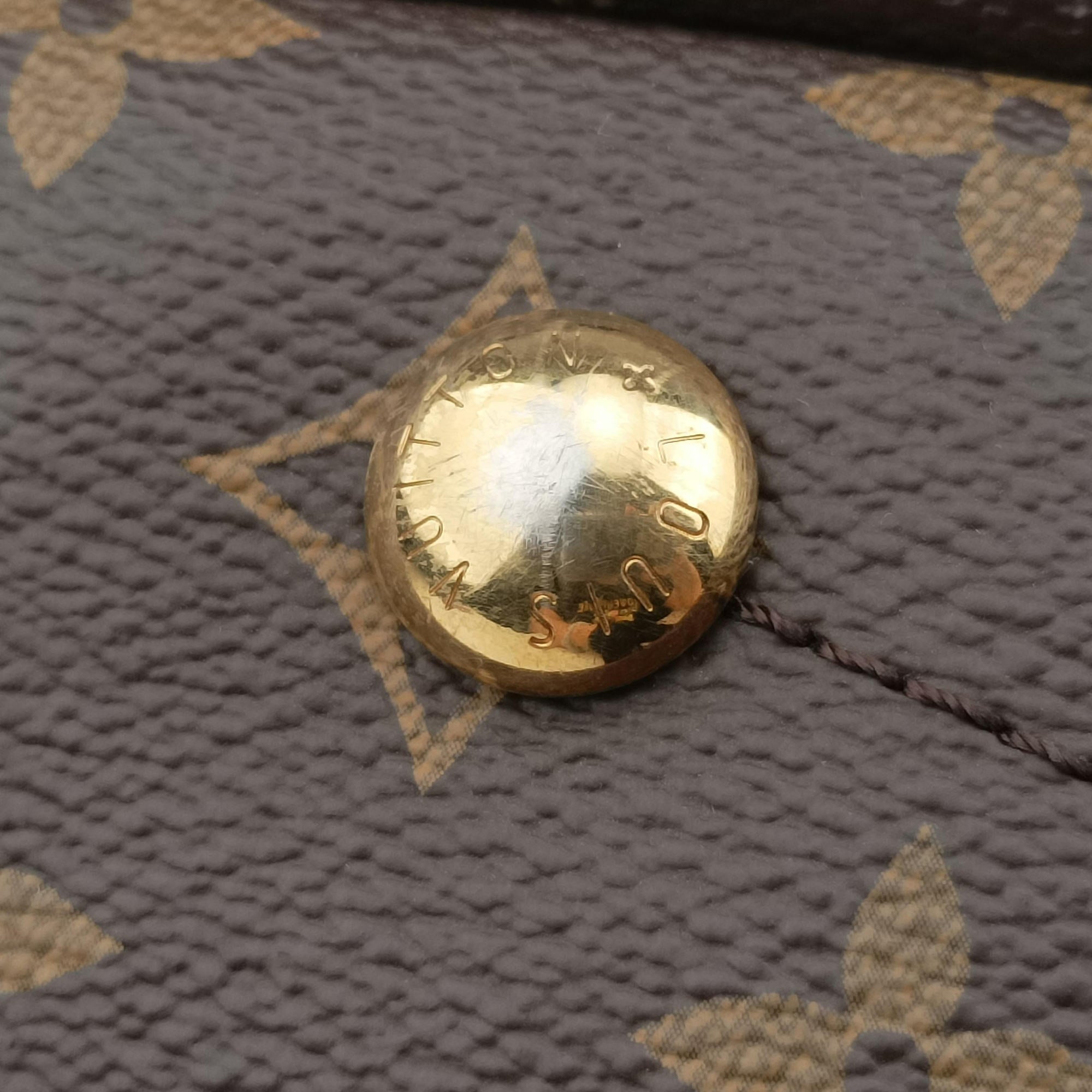 Pre-owned Louis Vuitton PALLAS brown×CERISE Monogram Canvas×calf leather M41175 shoulderbag | stylenewstar