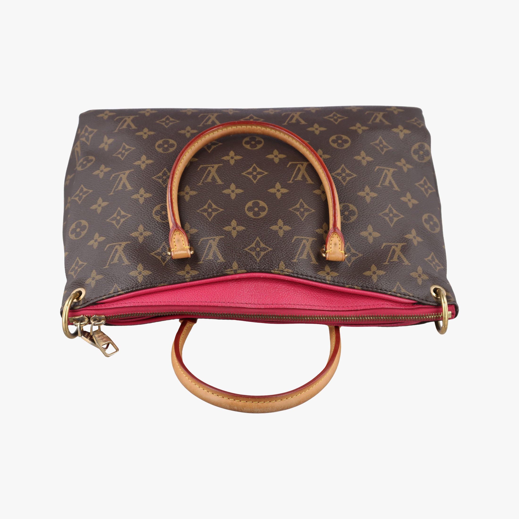 Pre-owned Louis Vuitton PALLAS brown×CERISE Monogram Canvas×calf leather M41175 shoulderbag | stylenewstar
