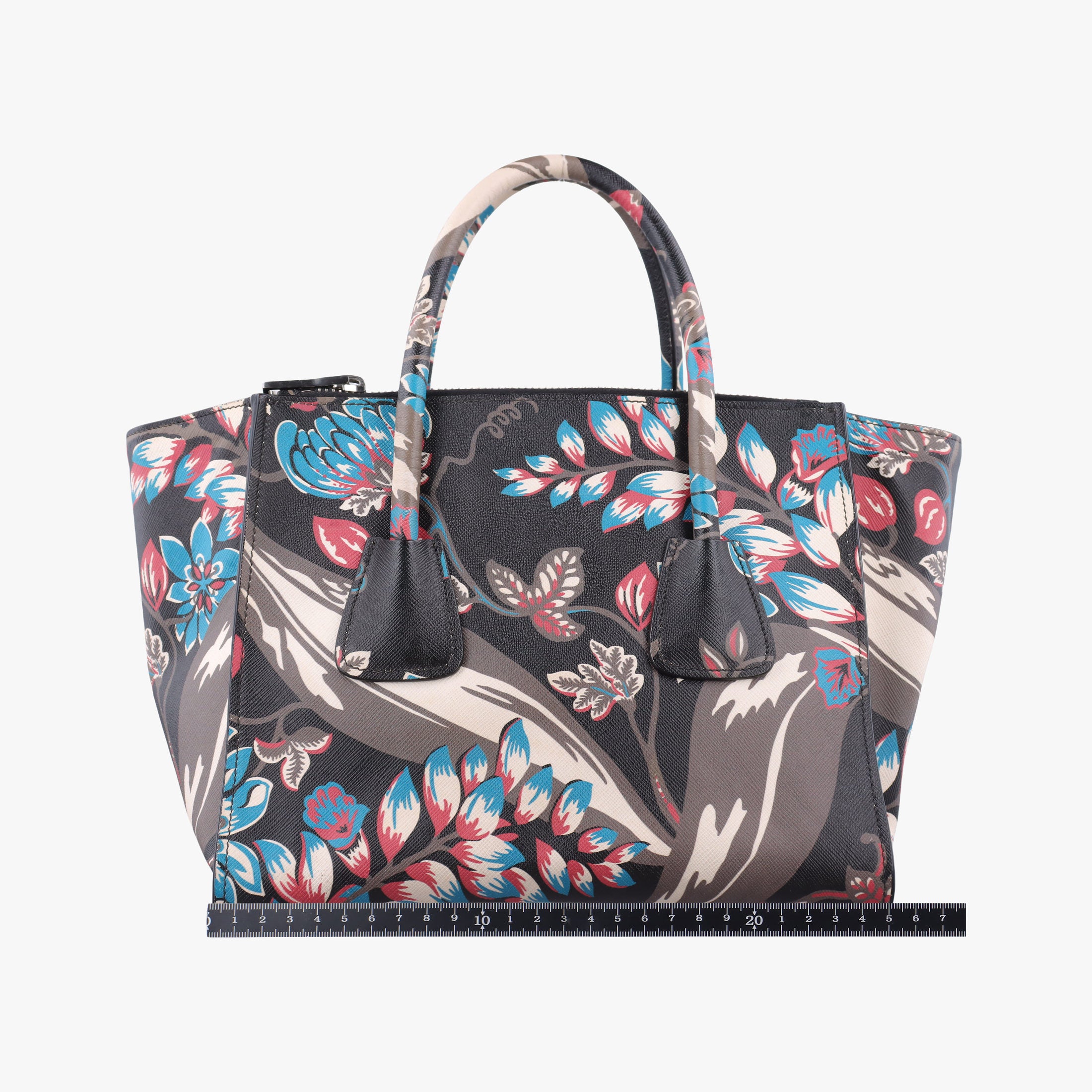 Pre-owned Prada Galleria Floral Print Multicolour SAFFIANO Leather BN2274 shoulderbag | stylenewstar