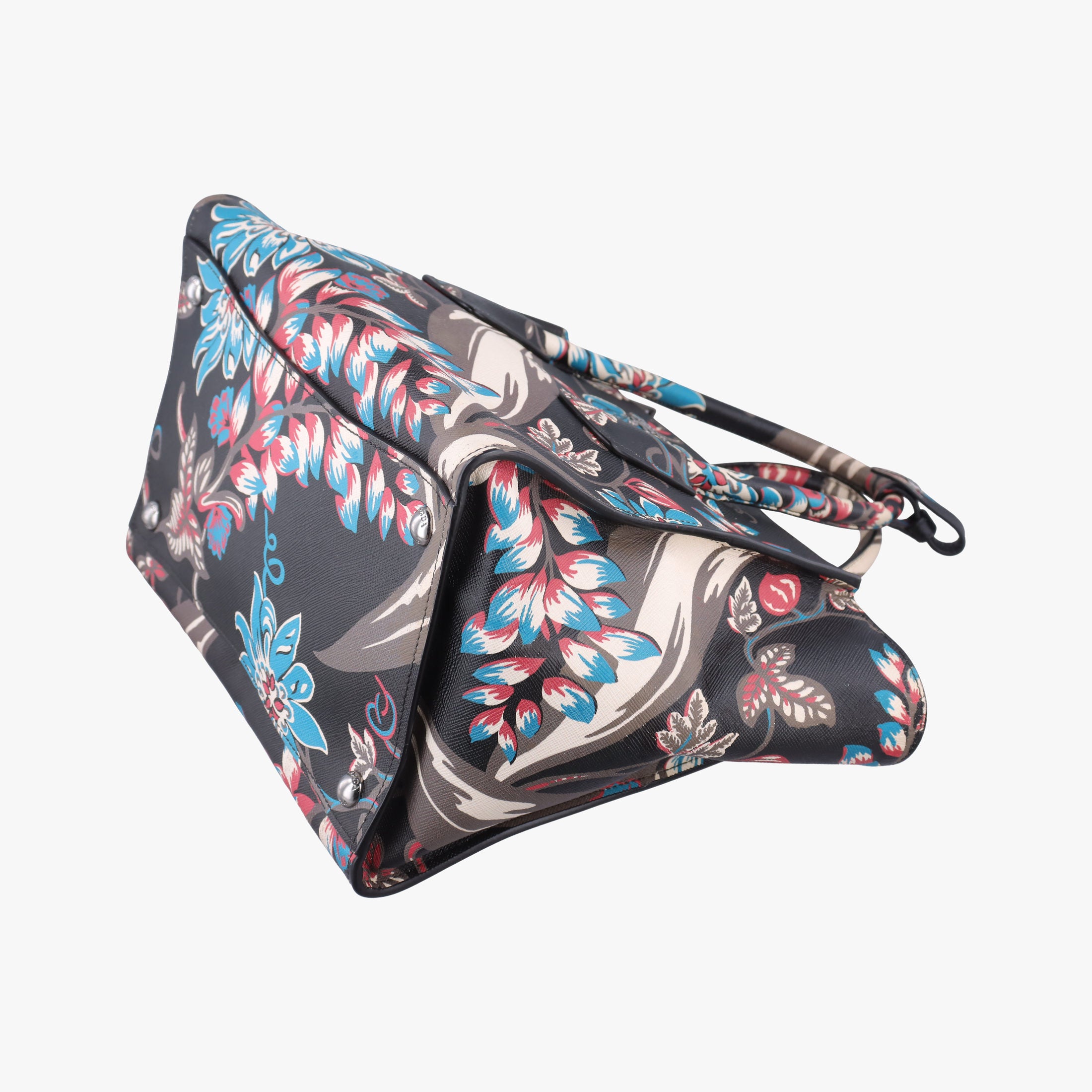Pre-owned Prada Galleria Floral Print Multicolour SAFFIANO Leather BN2274 shoulderbag | stylenewstar