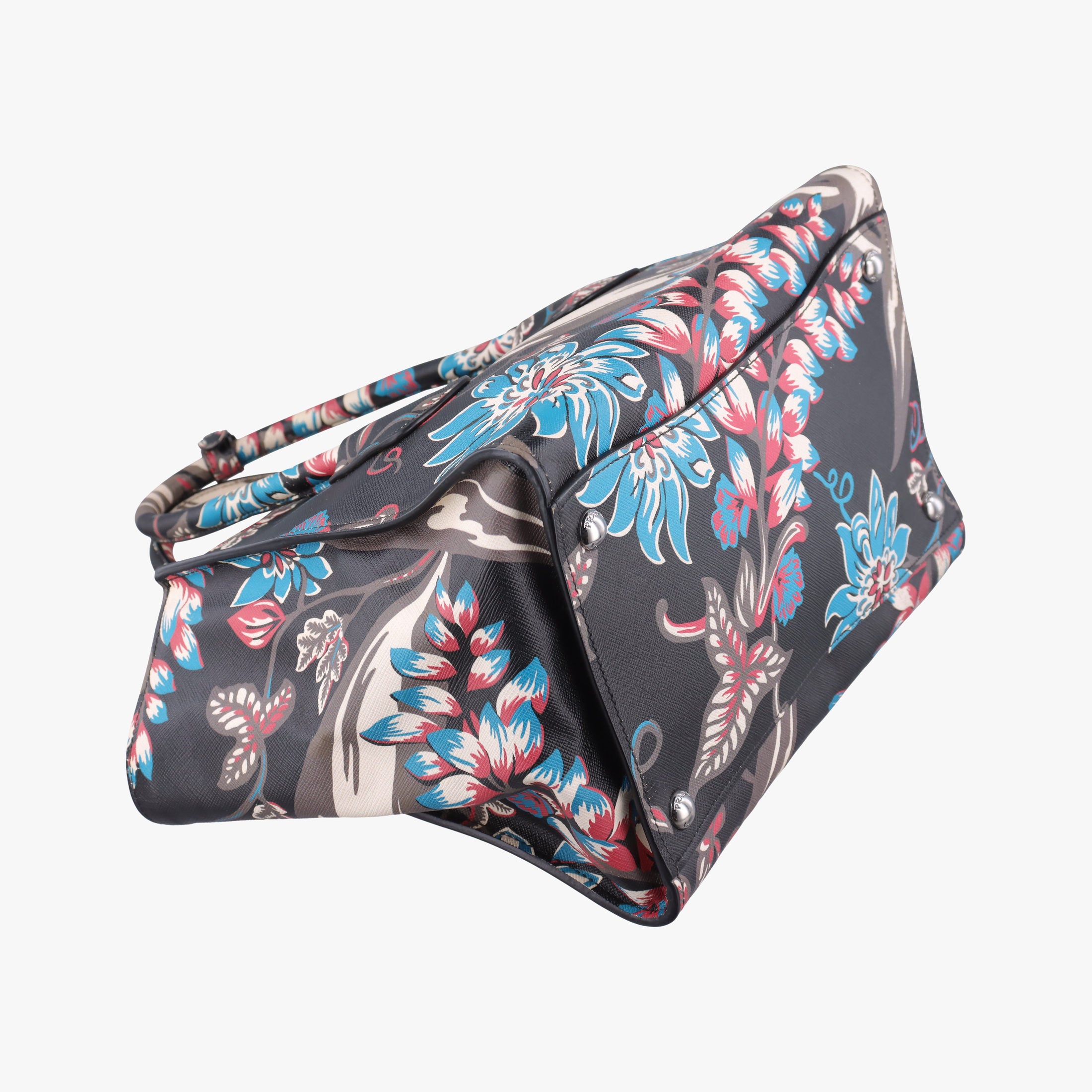 Pre-owned Prada Galleria Floral Print Multicolour SAFFIANO Leather BN2274 shoulderbag | stylenewstar