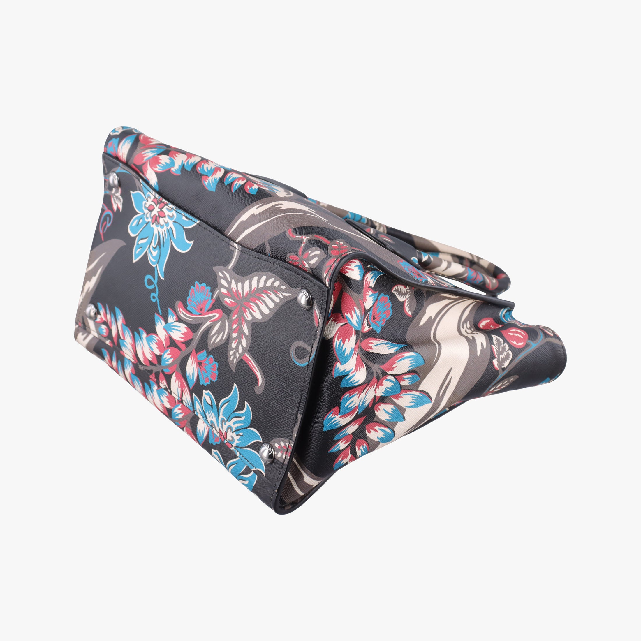 Pre-owned Prada Galleria Floral Print Multicolour SAFFIANO Leather BN2274 shoulderbag | stylenewstar