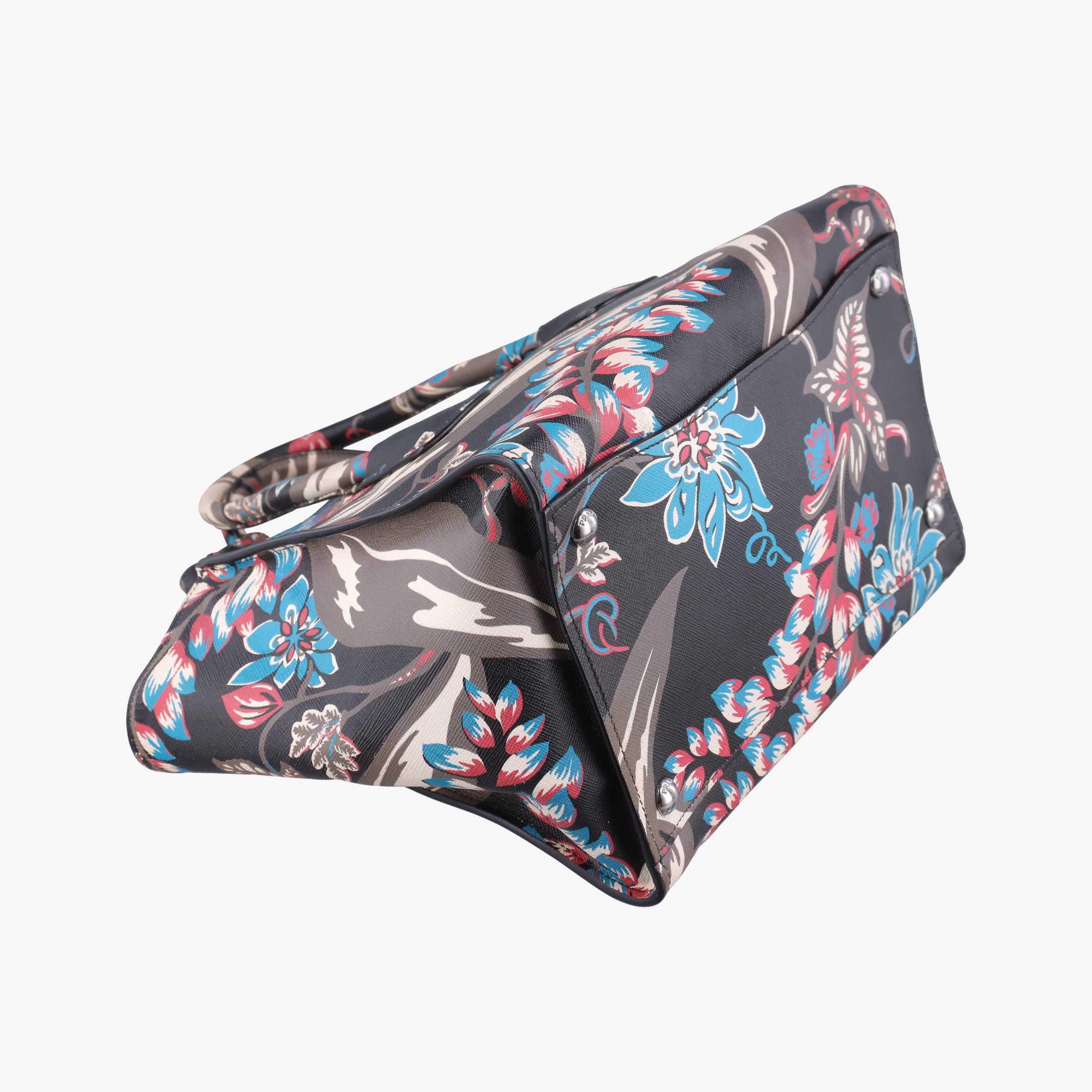 Pre-owned Prada Galleria Floral Print Multicolour SAFFIANO Leather BN2274 shoulderbag | stylenewstar