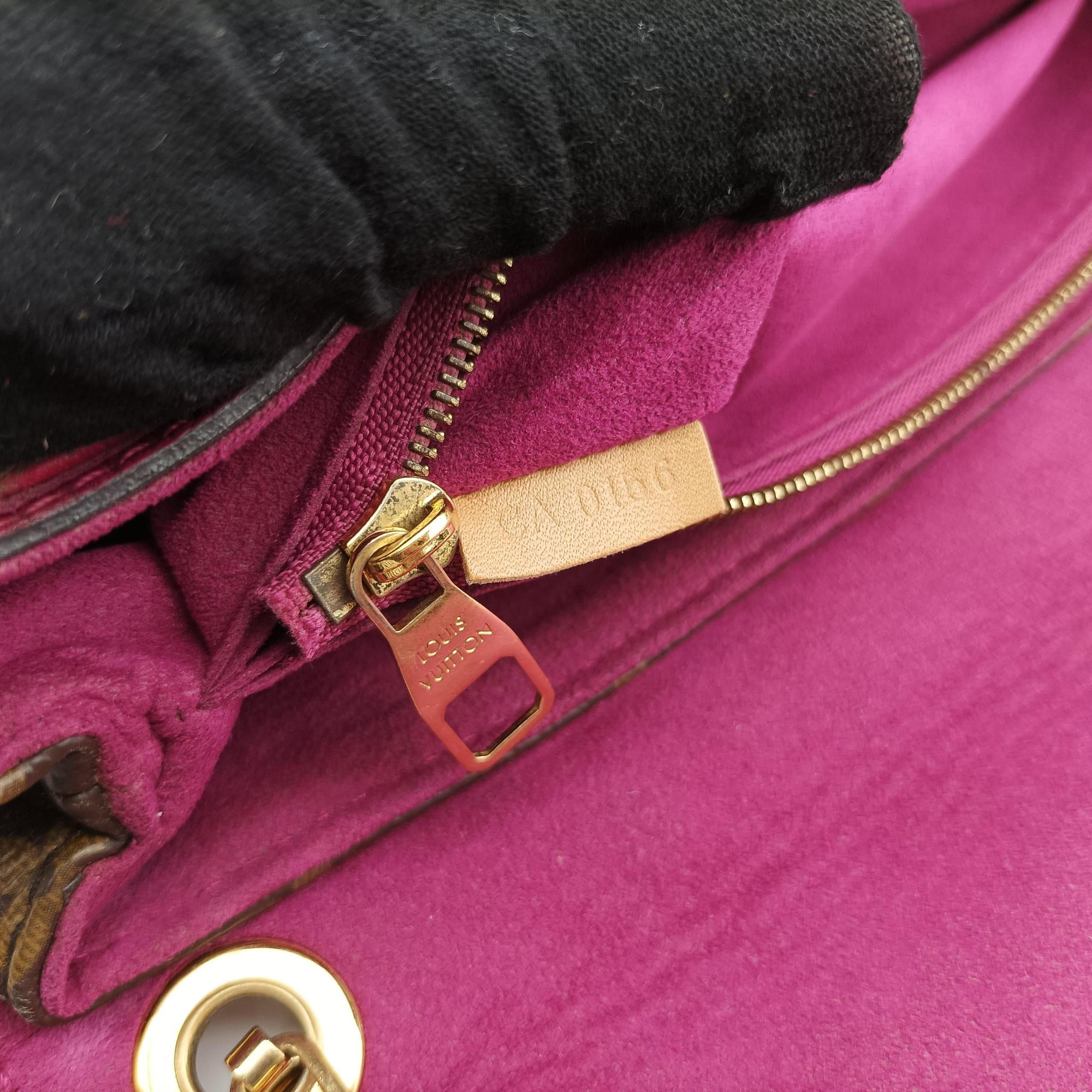 Pre-owned Louis Vuitton PALLAS chain brown×Aurore Monogram Canvas×calf leather M41200 shoulderbag | stylenewstar