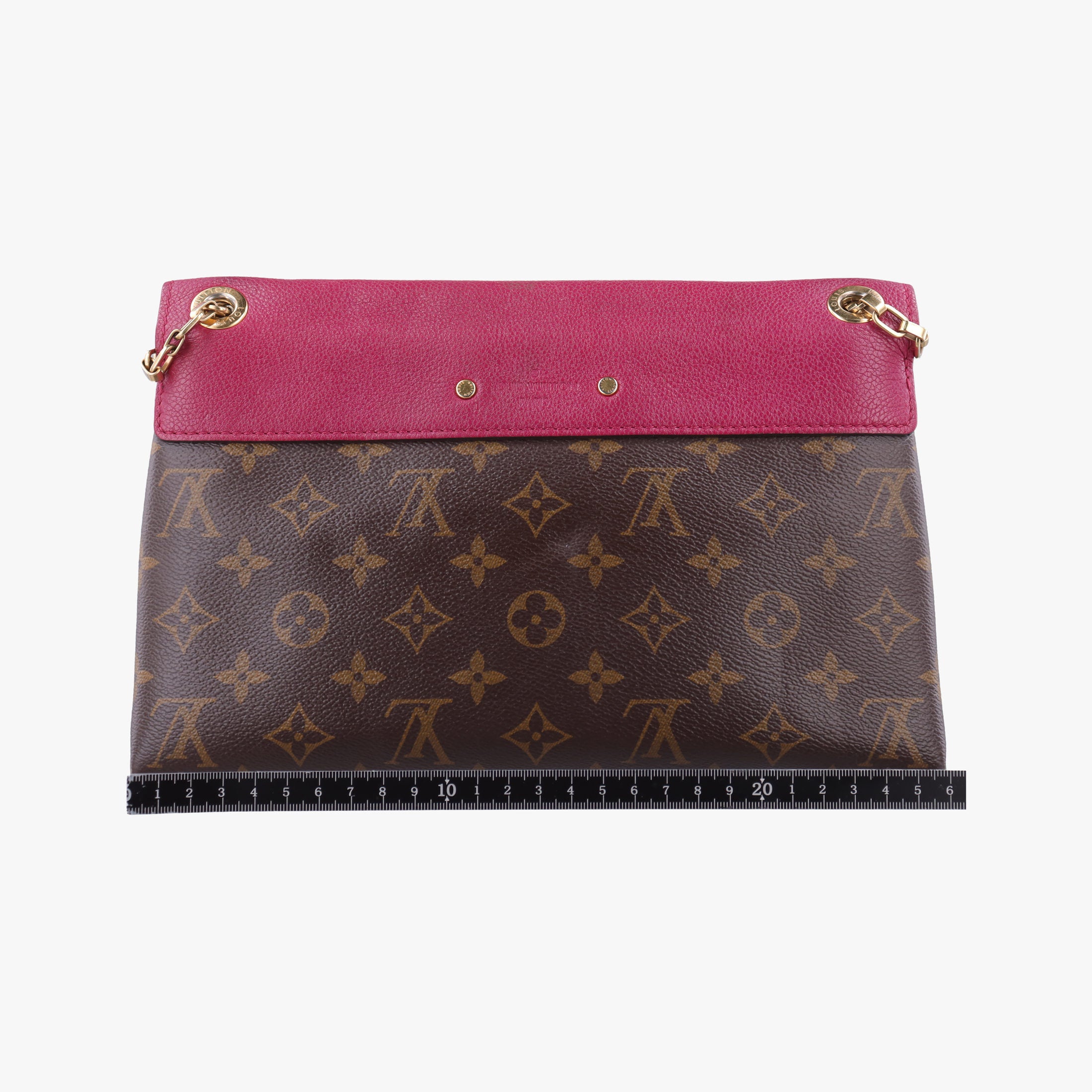 Pre-owned Louis Vuitton PALLAS chain brown×Aurore Monogram Canvas×calf leather M41200 shoulderbag | stylenewstar