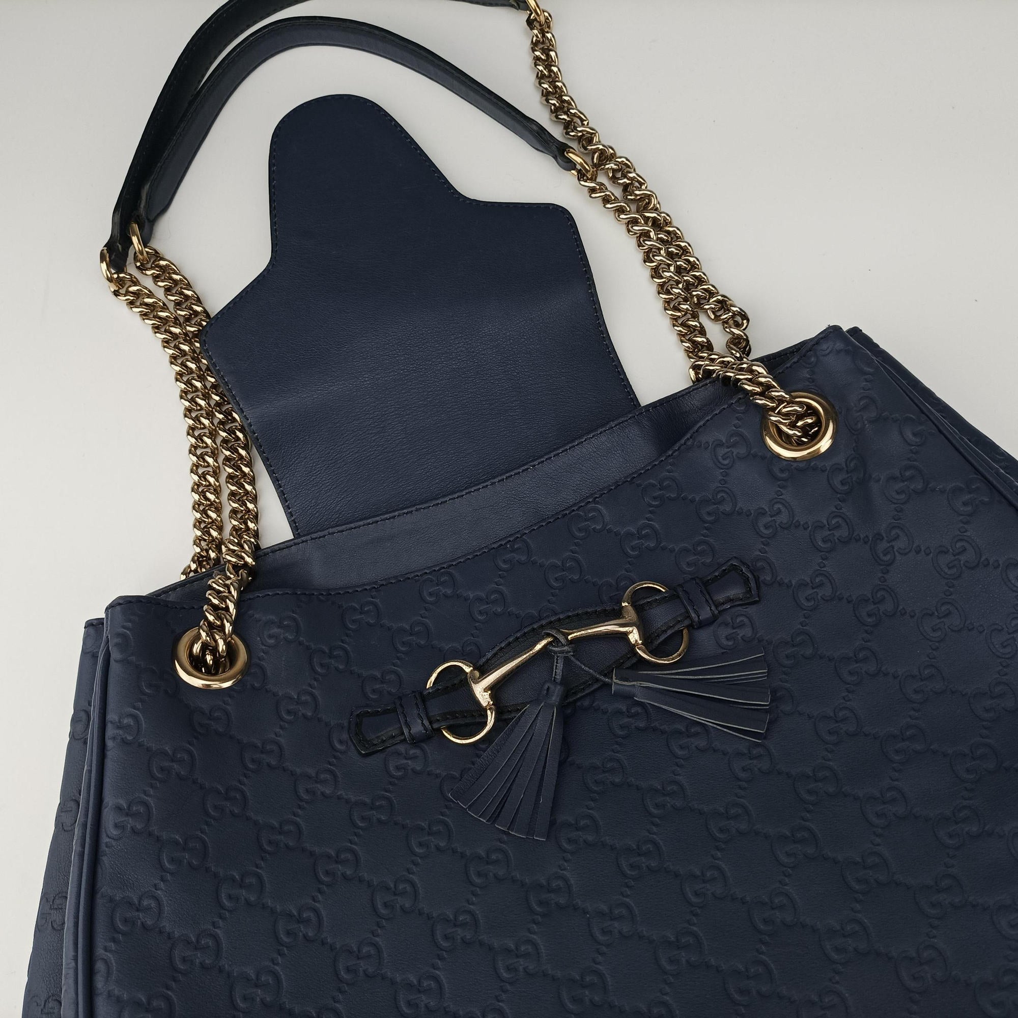 Pre-owned Gucci Emily Blue Leather 336757 shoulderbag | stylenewstar