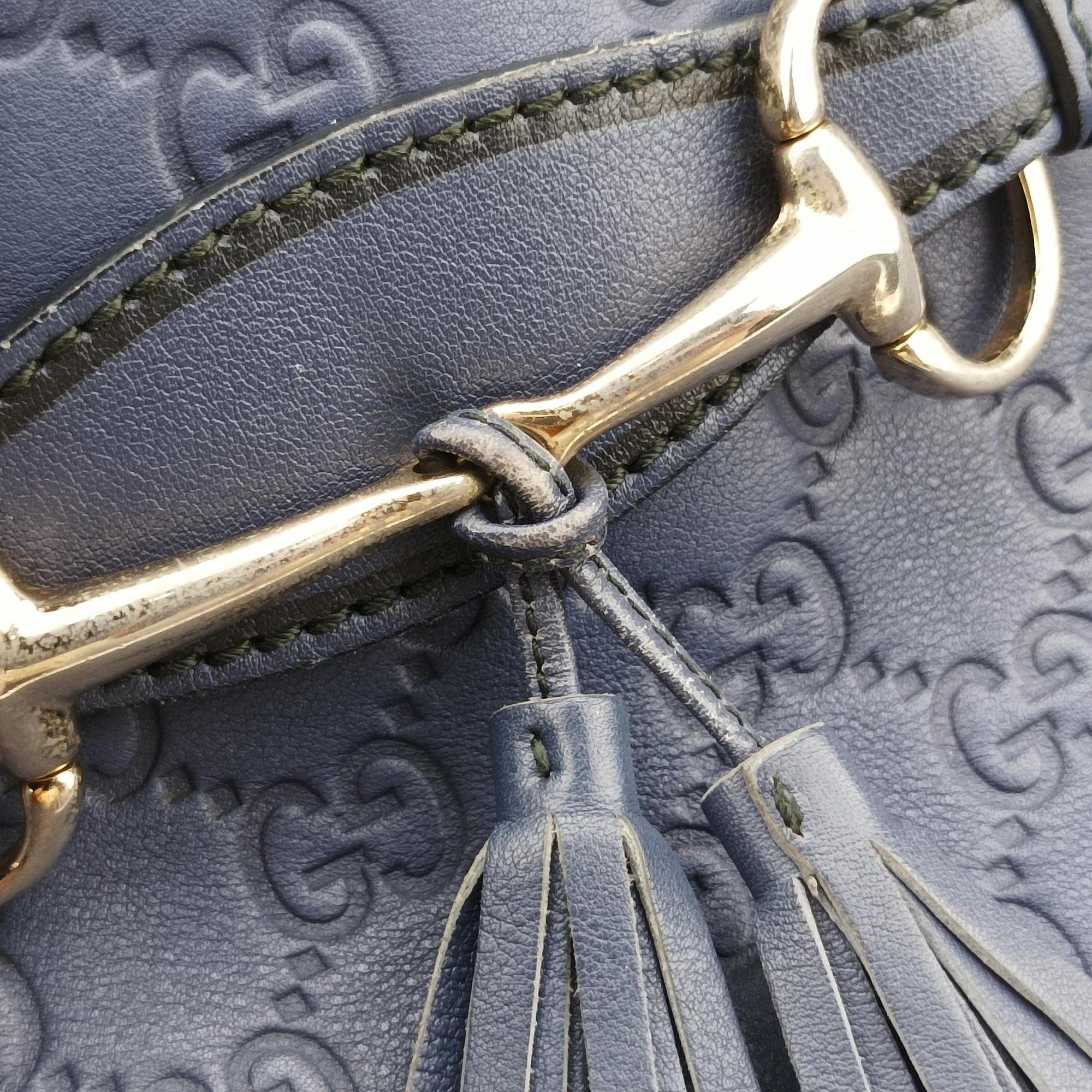 Pre-owned Gucci Emily Blue Leather 336757 shoulderbag | stylenewstar