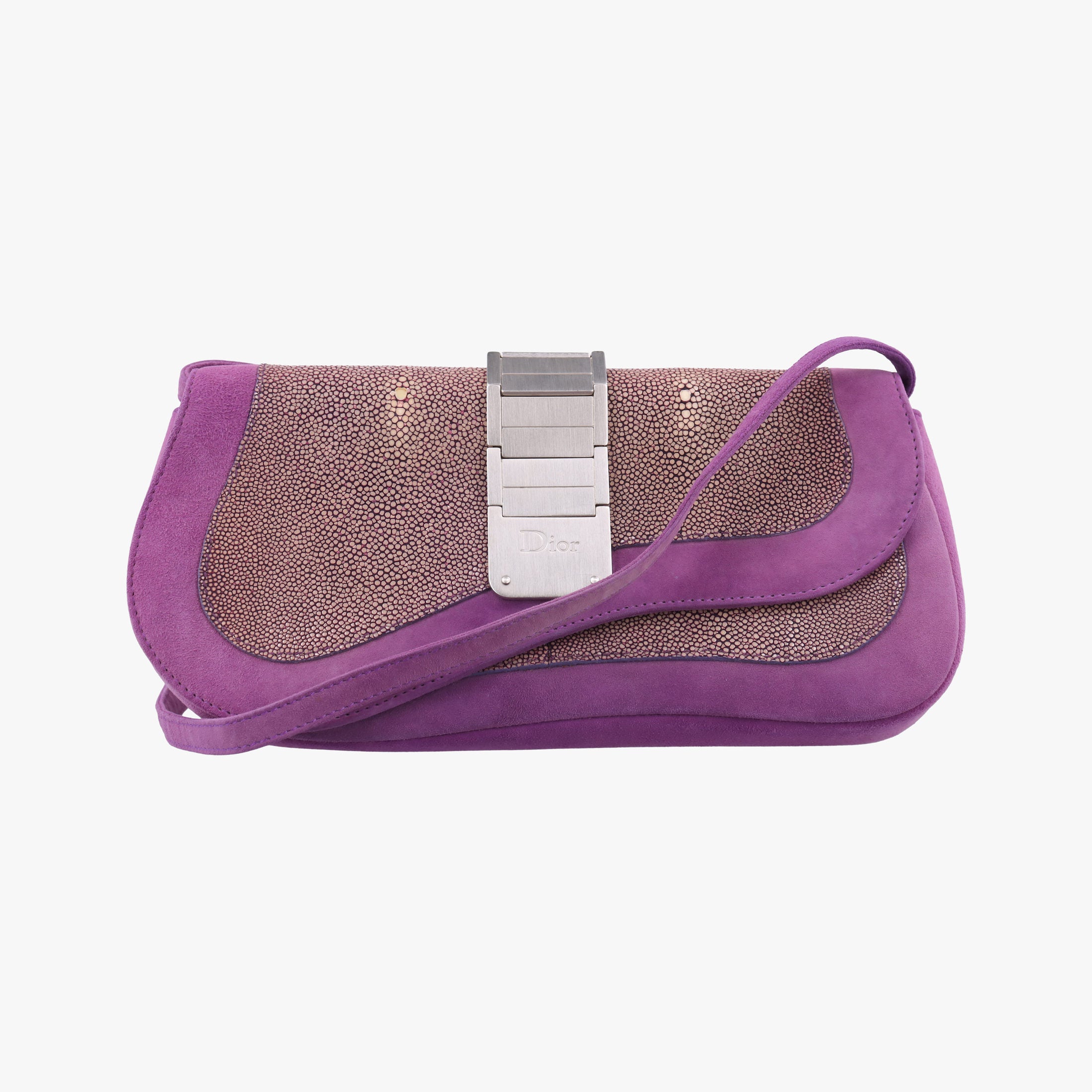 Secondhand Christian Dior Gaucho PurplexBeige StringrayxSuede  shoulderbag | stylenewstar
