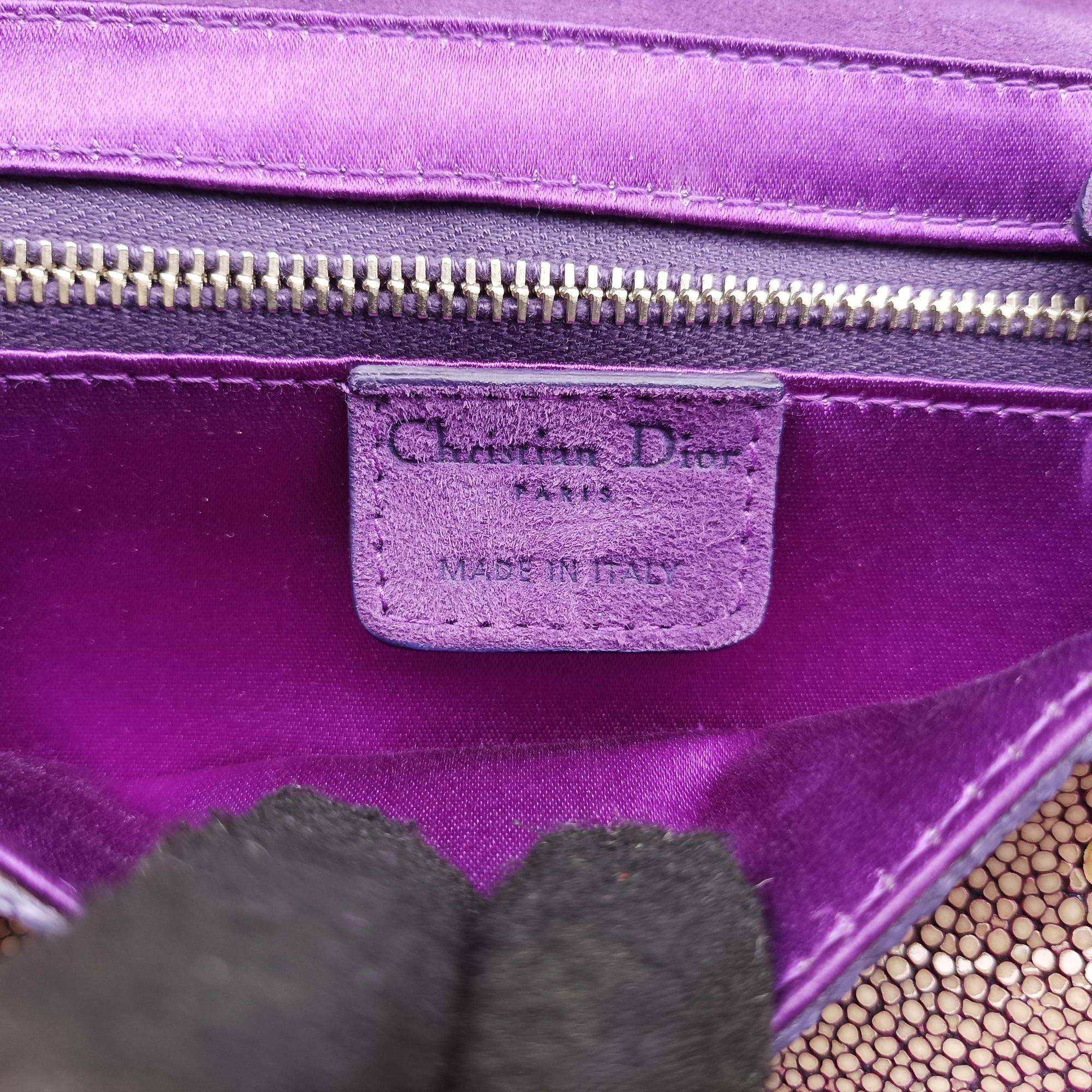 Secondhand Christian Dior Gaucho PurplexBeige StringrayxSuede  shoulderbag | stylenewstar