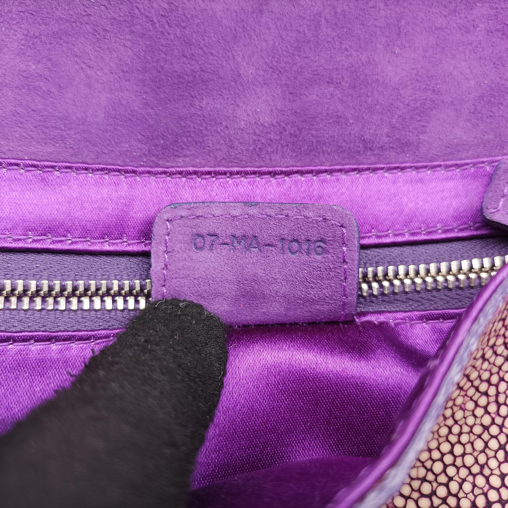 Secondhand Christian Dior Gaucho PurplexBeige StringrayxSuede  shoulderbag | stylenewstar