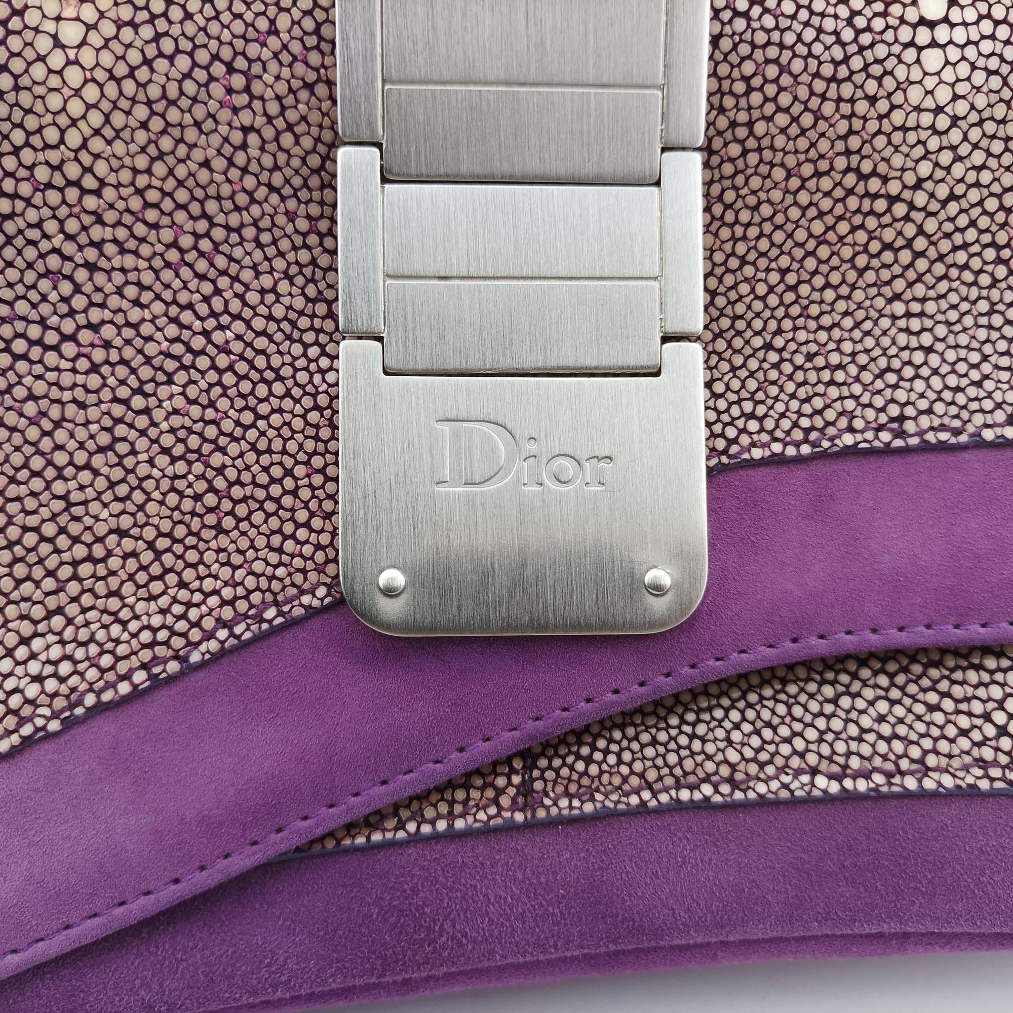 Secondhand Christian Dior Gaucho PurplexBeige StringrayxSuede  shoulderbag | stylenewstar