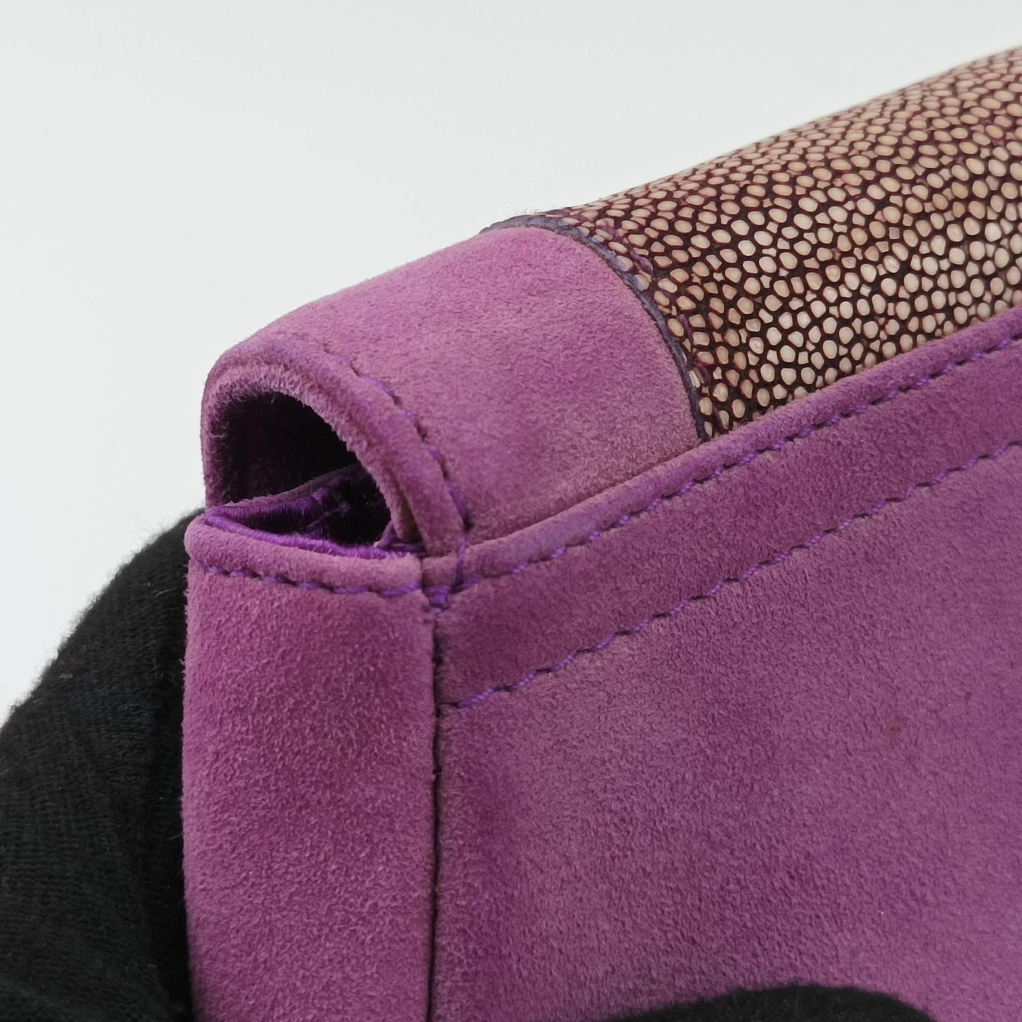 Secondhand Christian Dior Gaucho PurplexBeige StringrayxSuede  shoulderbag | stylenewstar
