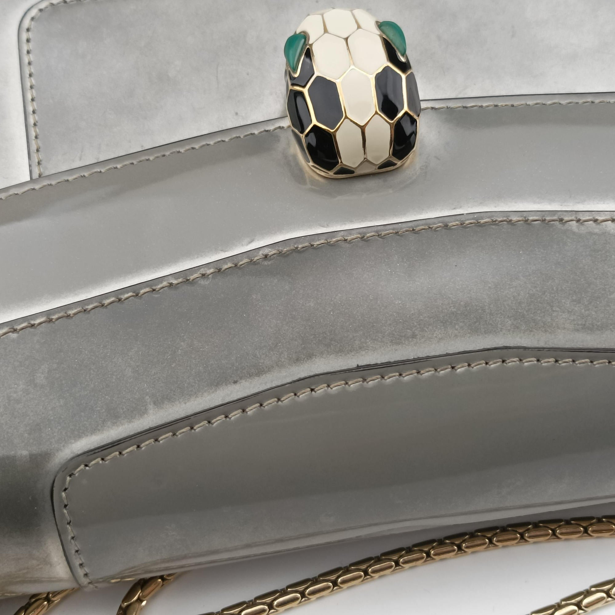 Vintage Bvlgari SERPENTI FOREVER Silver Enamel  shoulderbag | stylenewstar