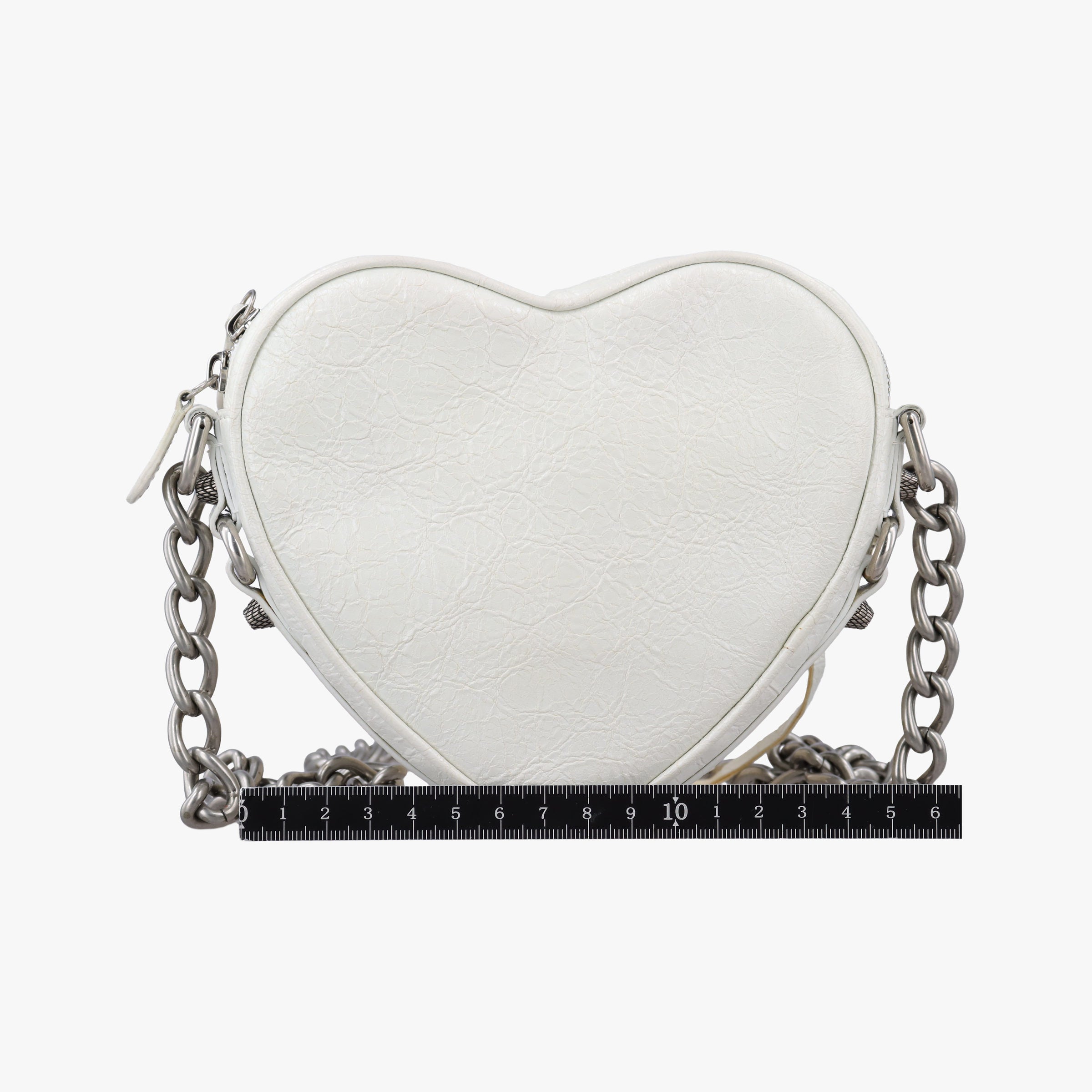 Pre-owned Balenciaga Le Cagole Heart Mini White lambskin  shoulderbag | stylenewstar