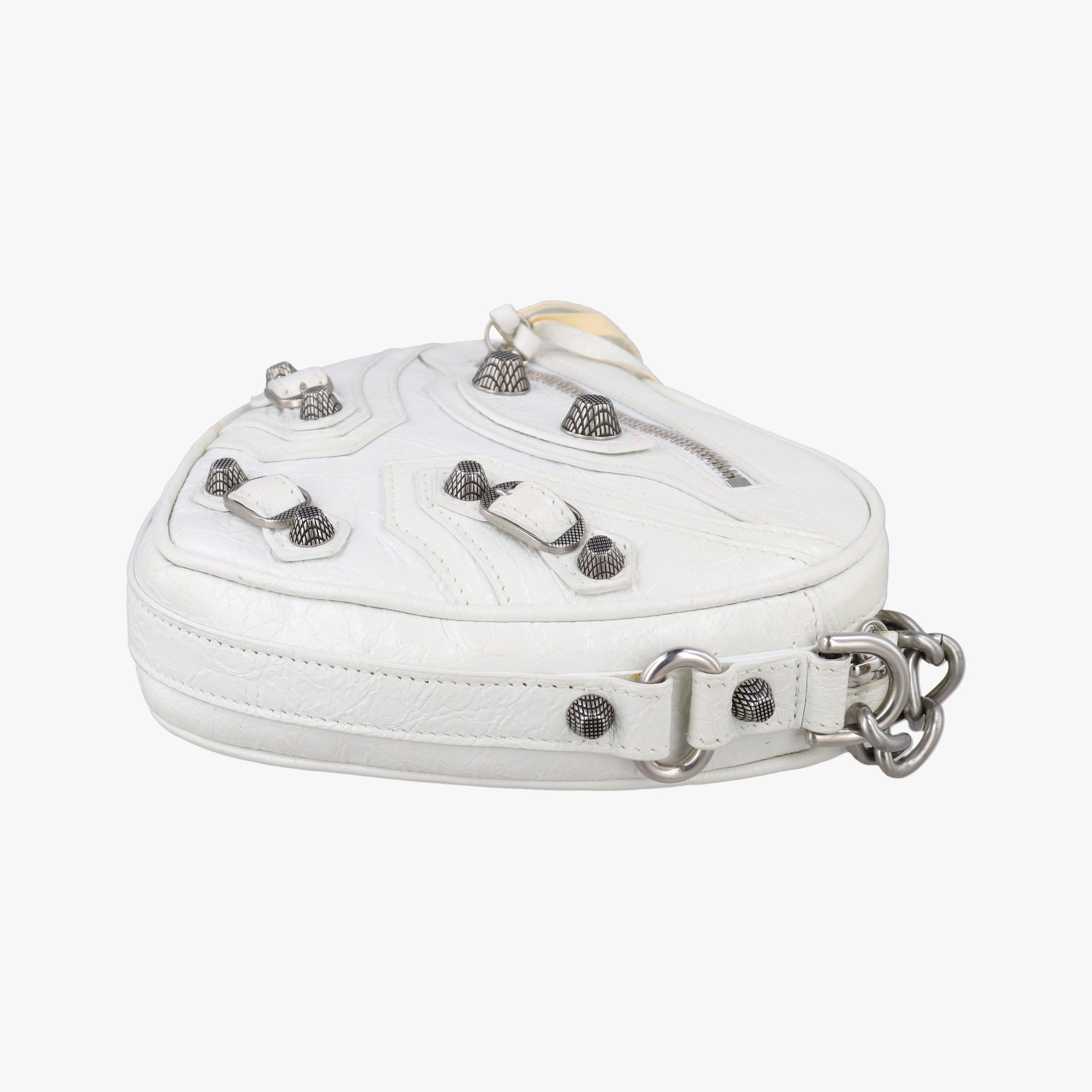 Pre-owned Balenciaga Le Cagole Heart Mini White lambskin  shoulderbag | stylenewstar
