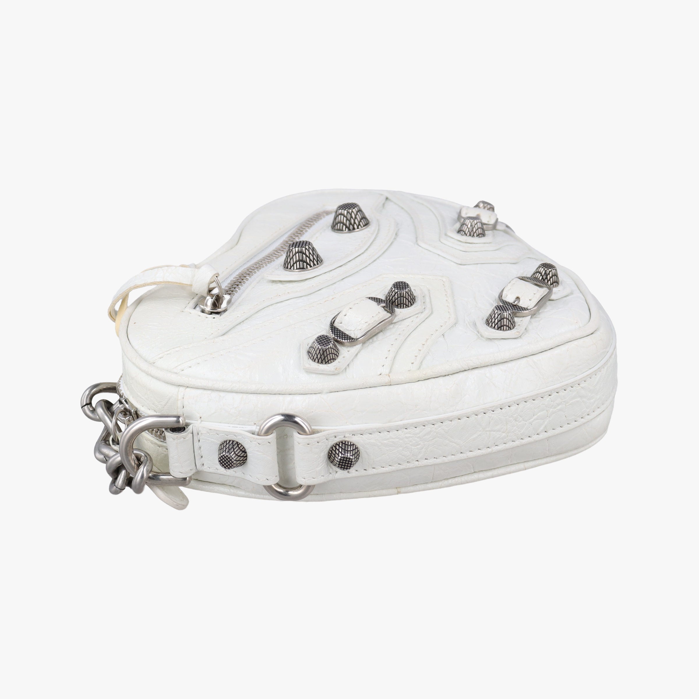 Pre-owned Balenciaga Le Cagole Heart Mini White lambskin  shoulderbag | stylenewstar