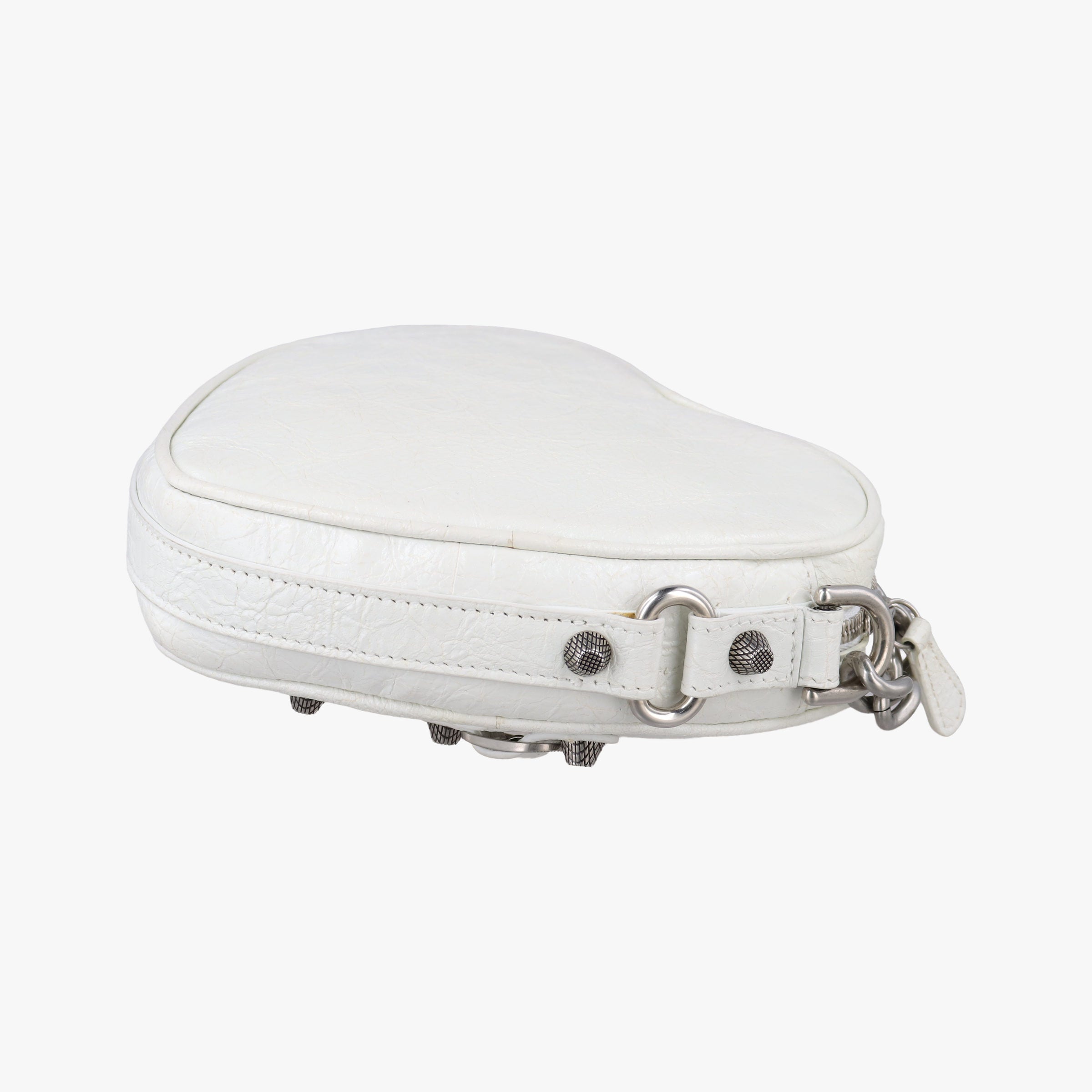Pre-owned Balenciaga Le Cagole Heart Mini White lambskin  shoulderbag | stylenewstar