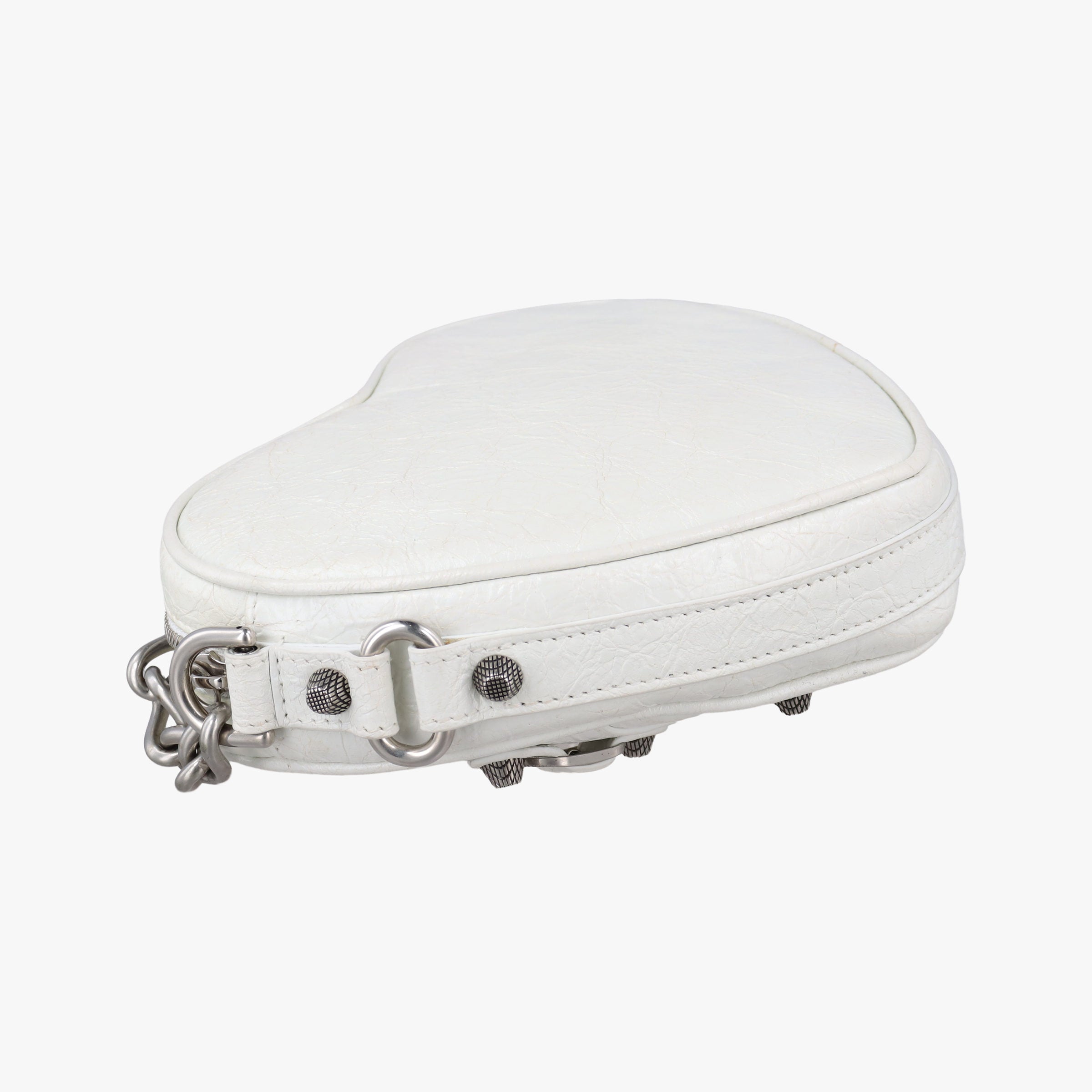 Pre-owned Balenciaga Le Cagole Heart Mini White lambskin  shoulderbag | stylenewstar