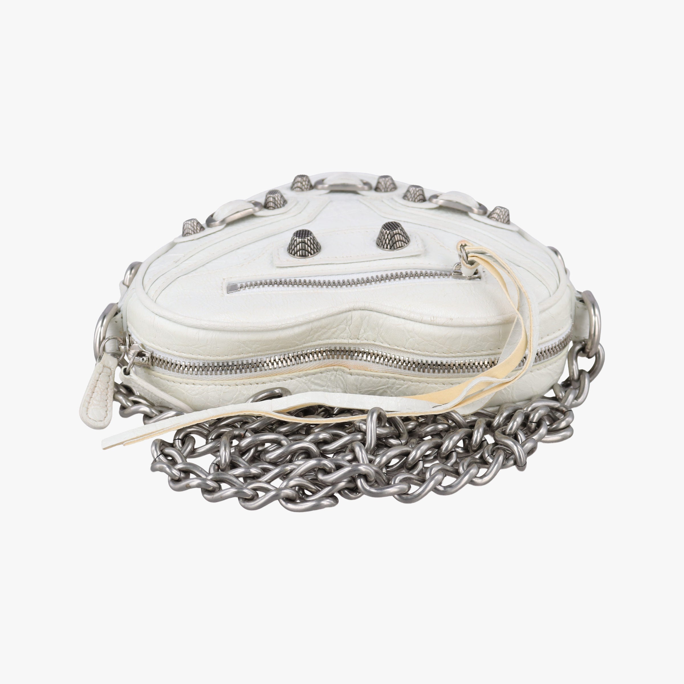 Pre-owned Balenciaga Le Cagole Heart Mini White lambskin  shoulderbag | stylenewstar