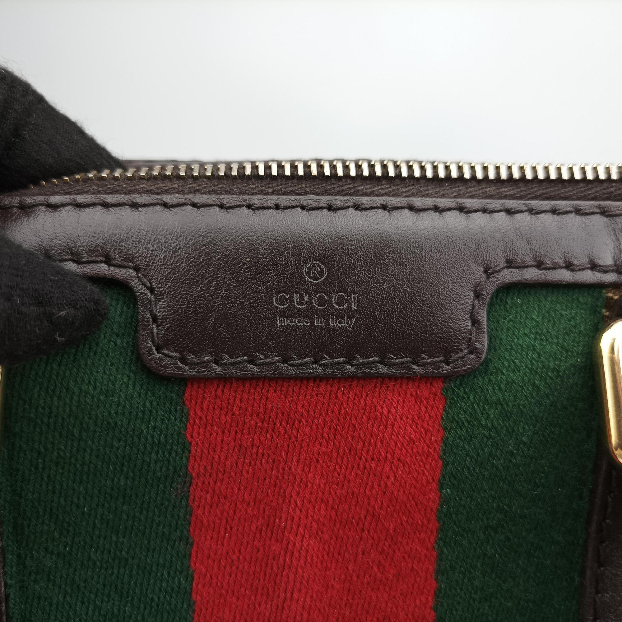 Pre-owned Gucci Sherry Line Beige×green×red×Brown canvas×leather 247205 shoulderbag | stylenewstar