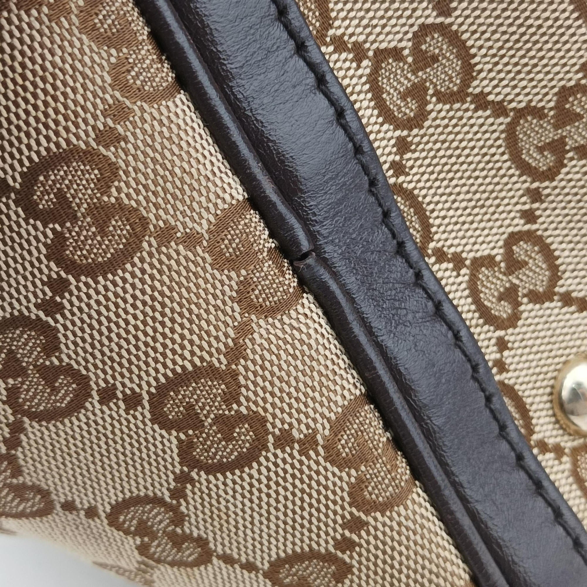 Pre-owned Gucci Sherry Line Beige×green×red×Brown canvas×leather 247205 shoulderbag | stylenewstar