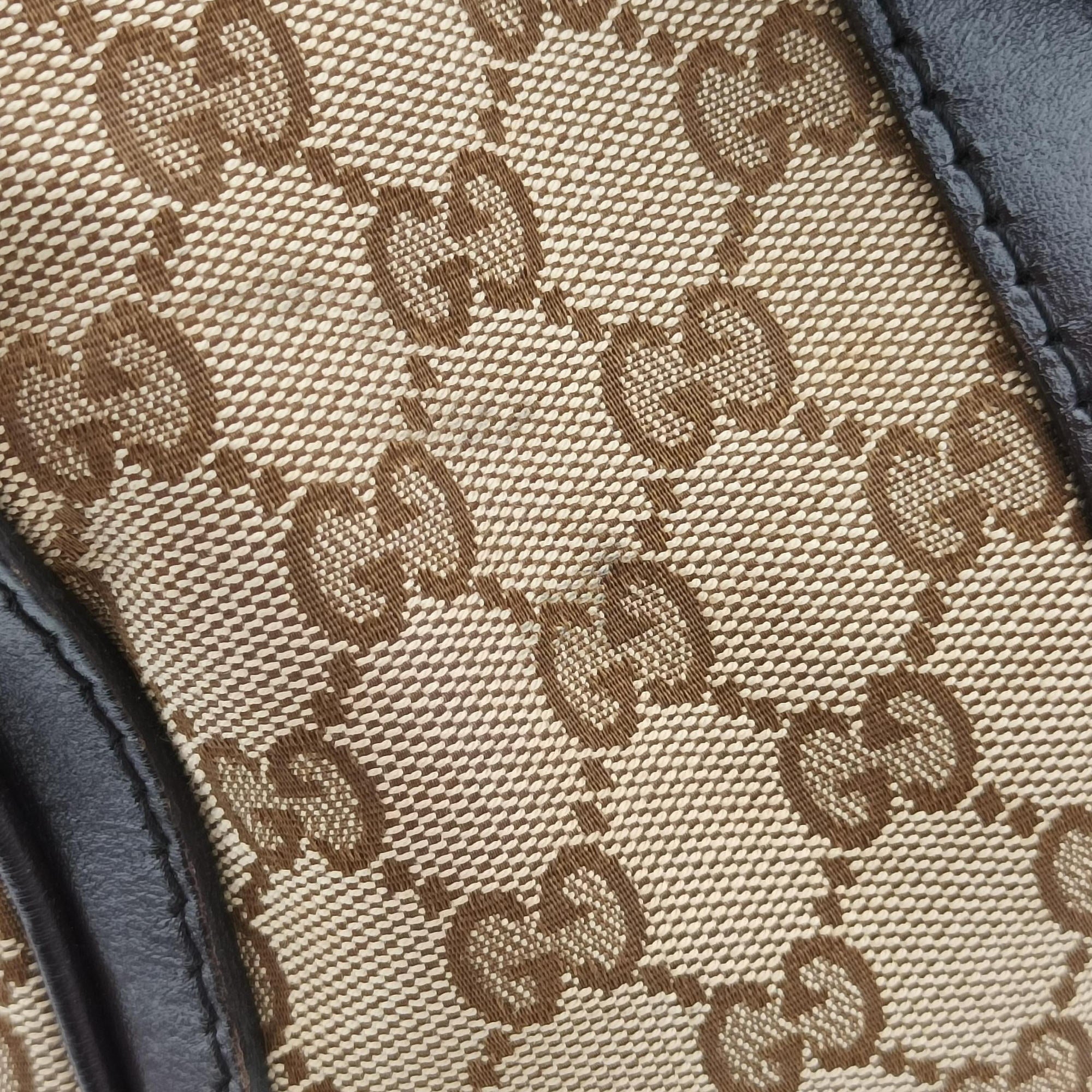 Pre-owned Gucci Sherry Line Beige×green×red×Brown canvas×leather 247205 shoulderbag | stylenewstar