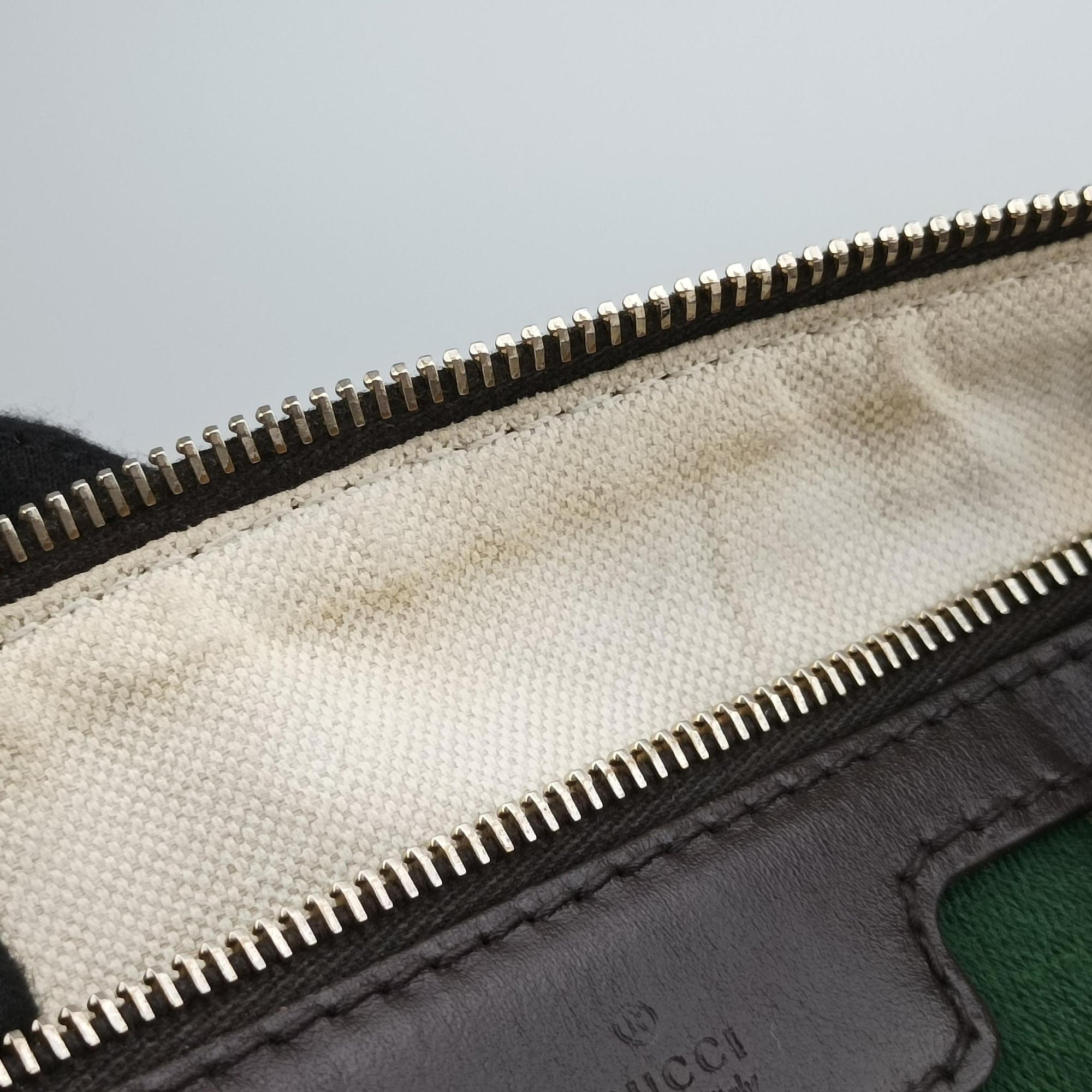 Pre-owned Gucci Sherry Line Beige×green×red×Brown canvas×leather 247205 shoulderbag | stylenewstar