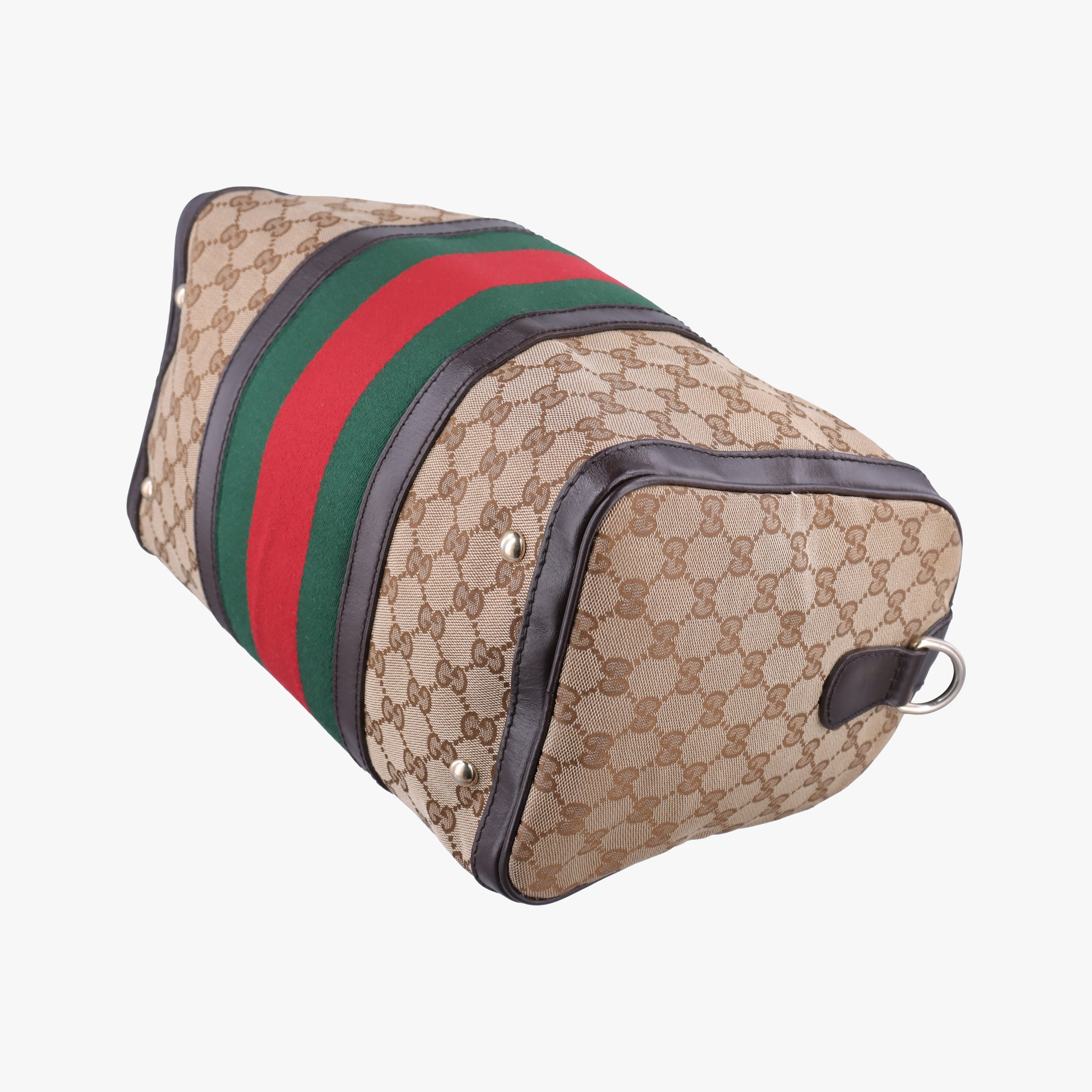 Pre-owned Gucci Sherry Line Beige×green×red×Brown canvas×leather 247205 shoulderbag | stylenewstar