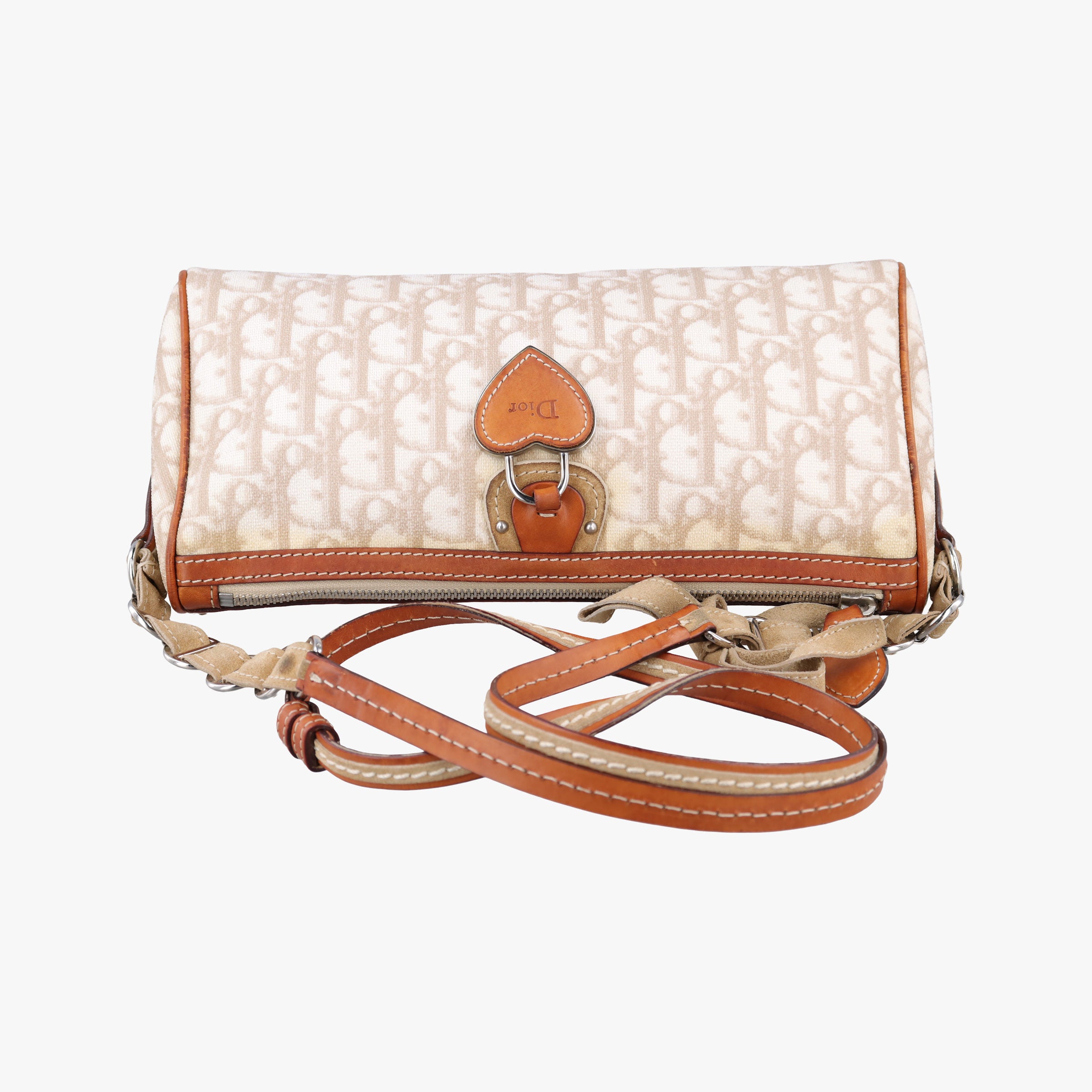 Pre-owned Christian Dior Trotter Romantic Beige×brown PVC coated canvas×Leather  shoulderbag | stylenewstar