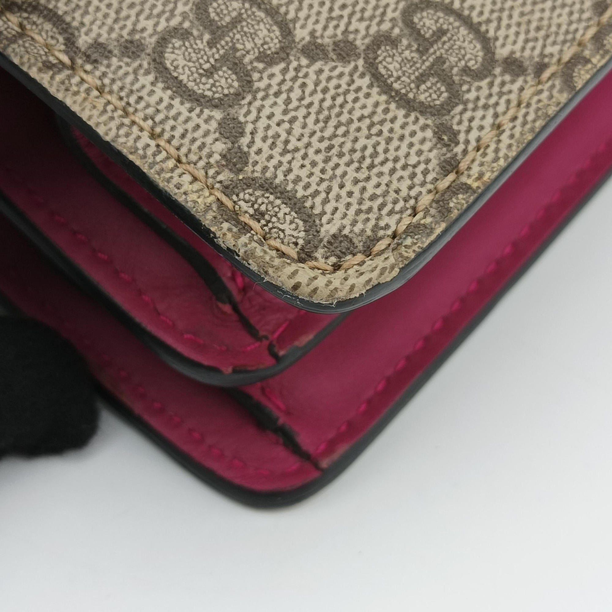 Pre-owned Gucci GG SUPREME Beige×Pink×Red PVC coated canvas×Leather 409531 shoulderbag | stylenewstar