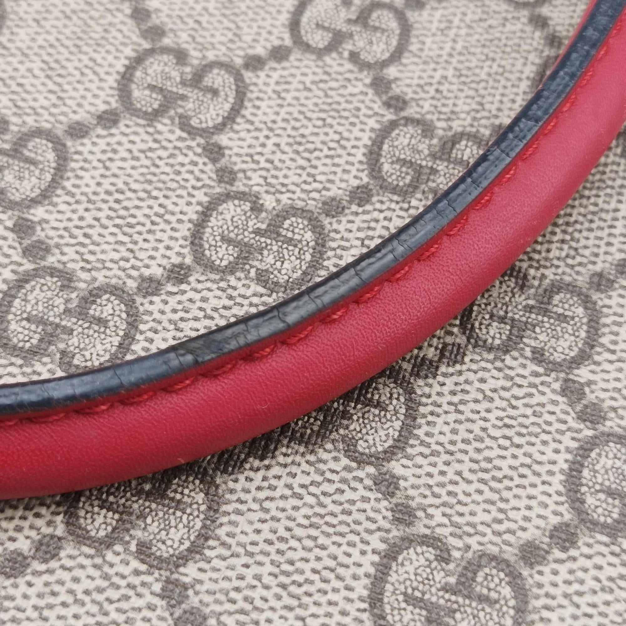Pre-owned Gucci GG SUPREME Beige×Pink×Red PVC coated canvas×Leather 409531 shoulderbag | stylenewstar