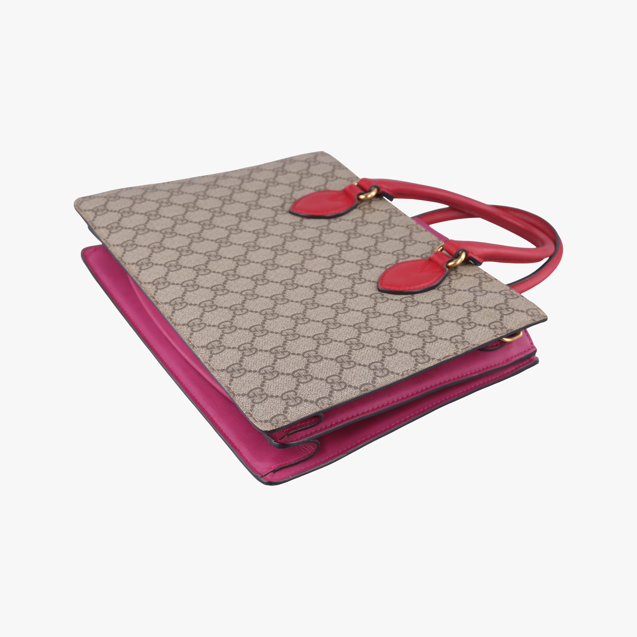 Pre-owned Gucci GG SUPREME Beige×Pink×Red PVC coated canvas×Leather 409531 shoulderbag | stylenewstar