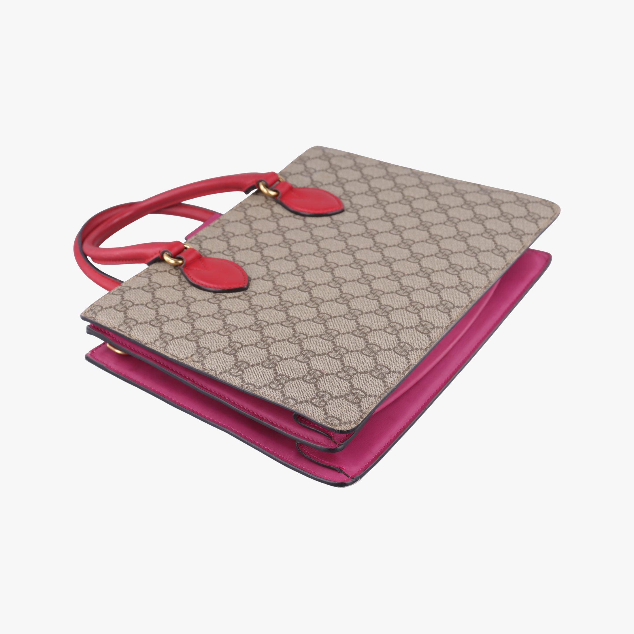 Pre-owned Gucci GG SUPREME Beige×Pink×Red PVC coated canvas×Leather 409531 shoulderbag | stylenewstar