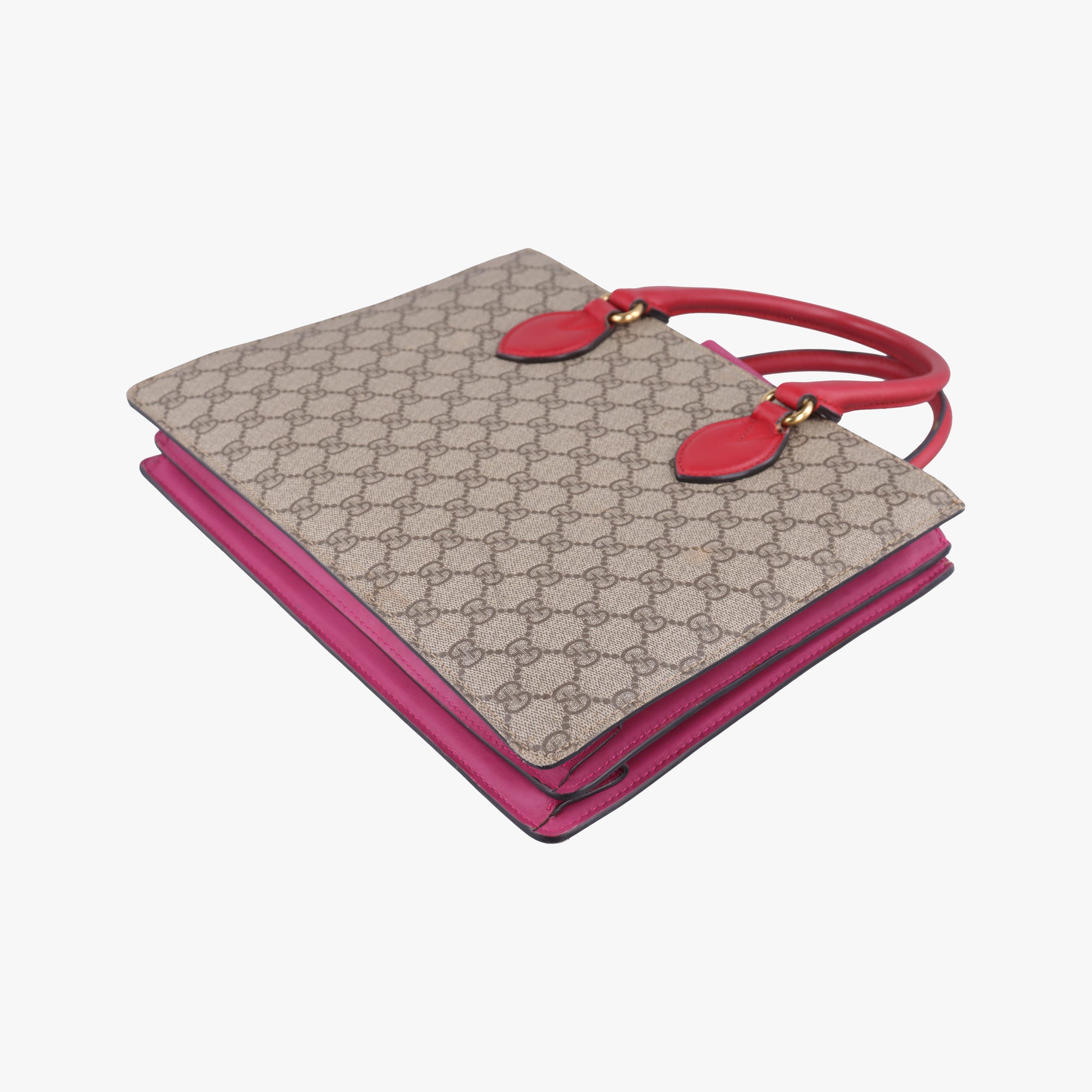 Pre-owned Gucci GG SUPREME Beige×Pink×Red PVC coated canvas×Leather 409531 shoulderbag | stylenewstar